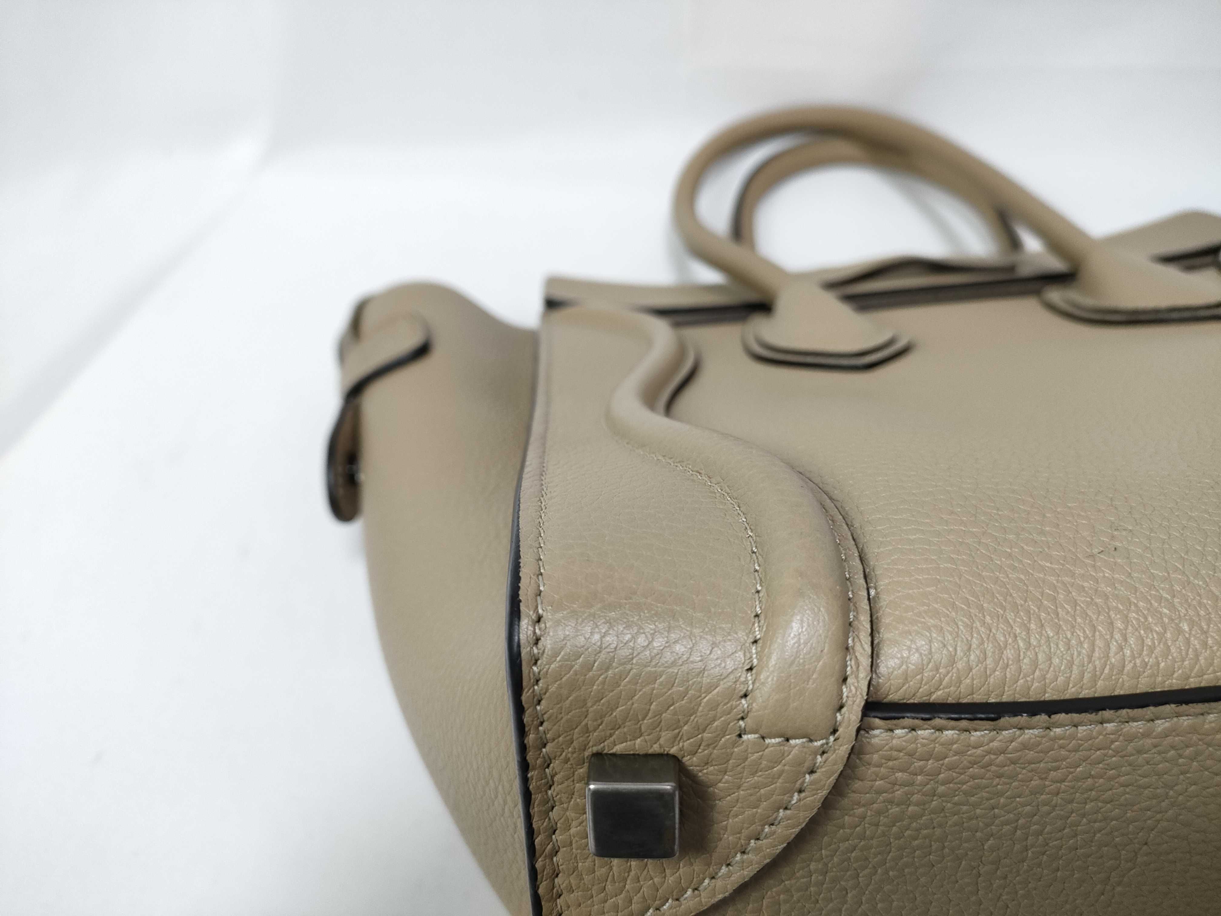 Luggage Micro Shopper Handbag, Beige Leather Handbag — view 6