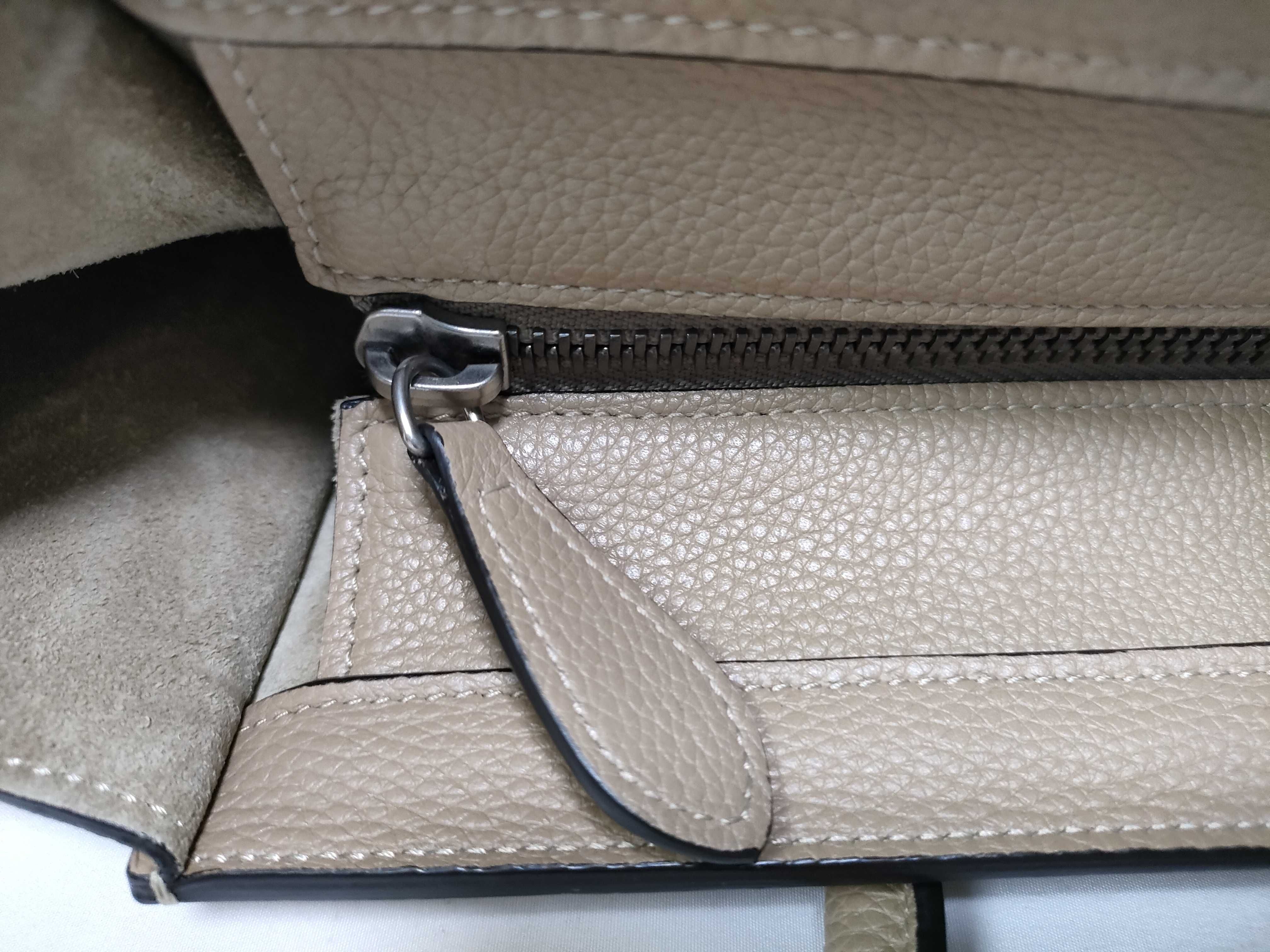 Luggage Micro Shopper Handbag, Beige Leather Handbag — view 10