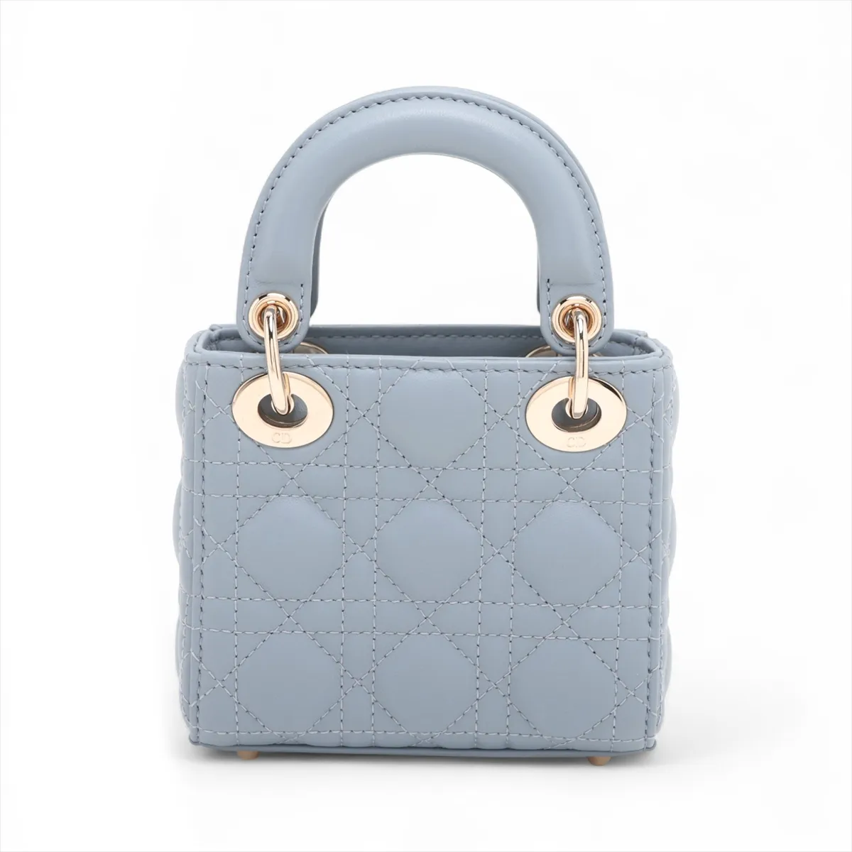 Cannage Lady Dior Micro Leather 2-Way Handbag, Blue — view 2