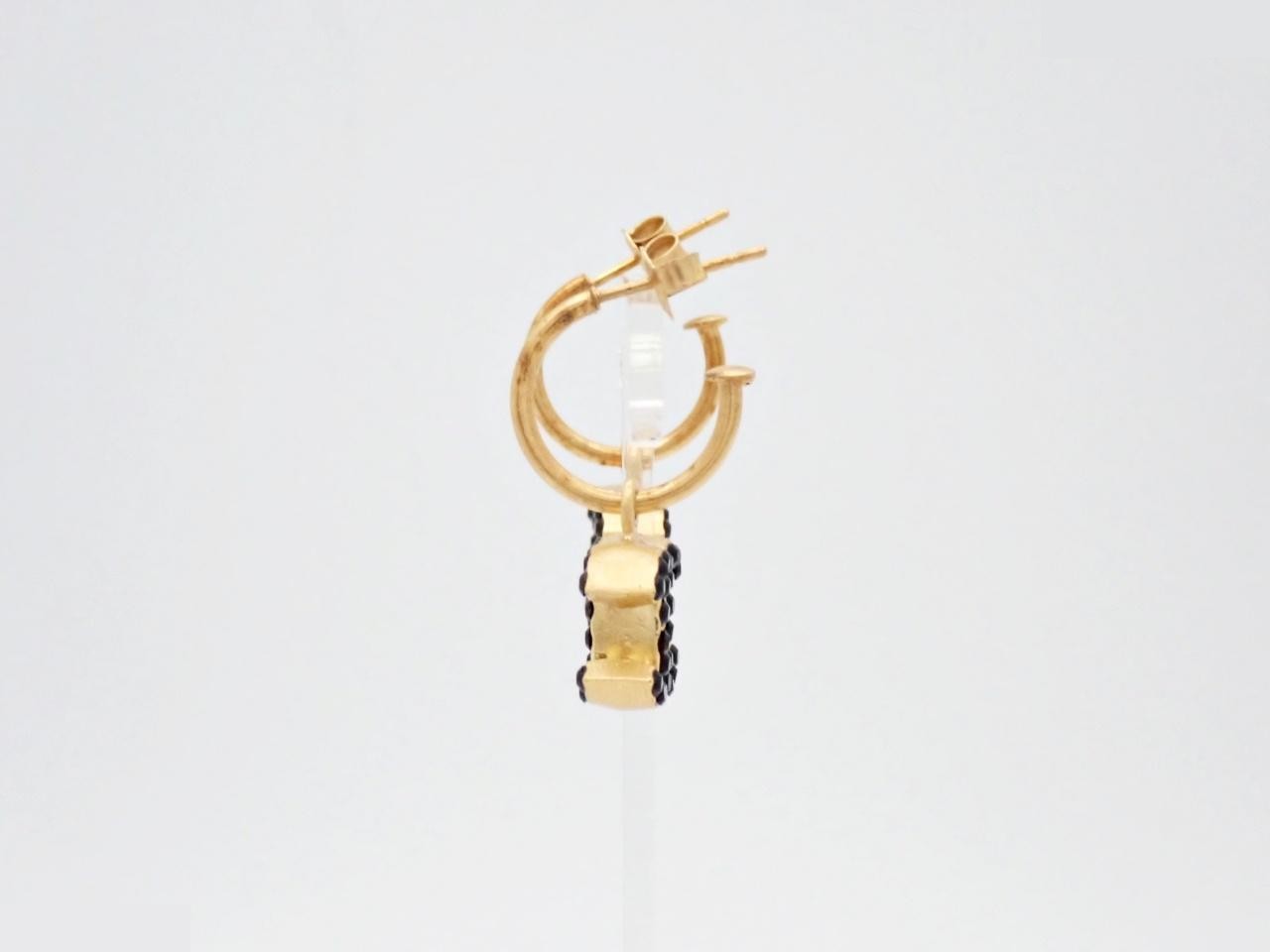 Coco Mark Rhinestone Black Swing Earrings — view 3