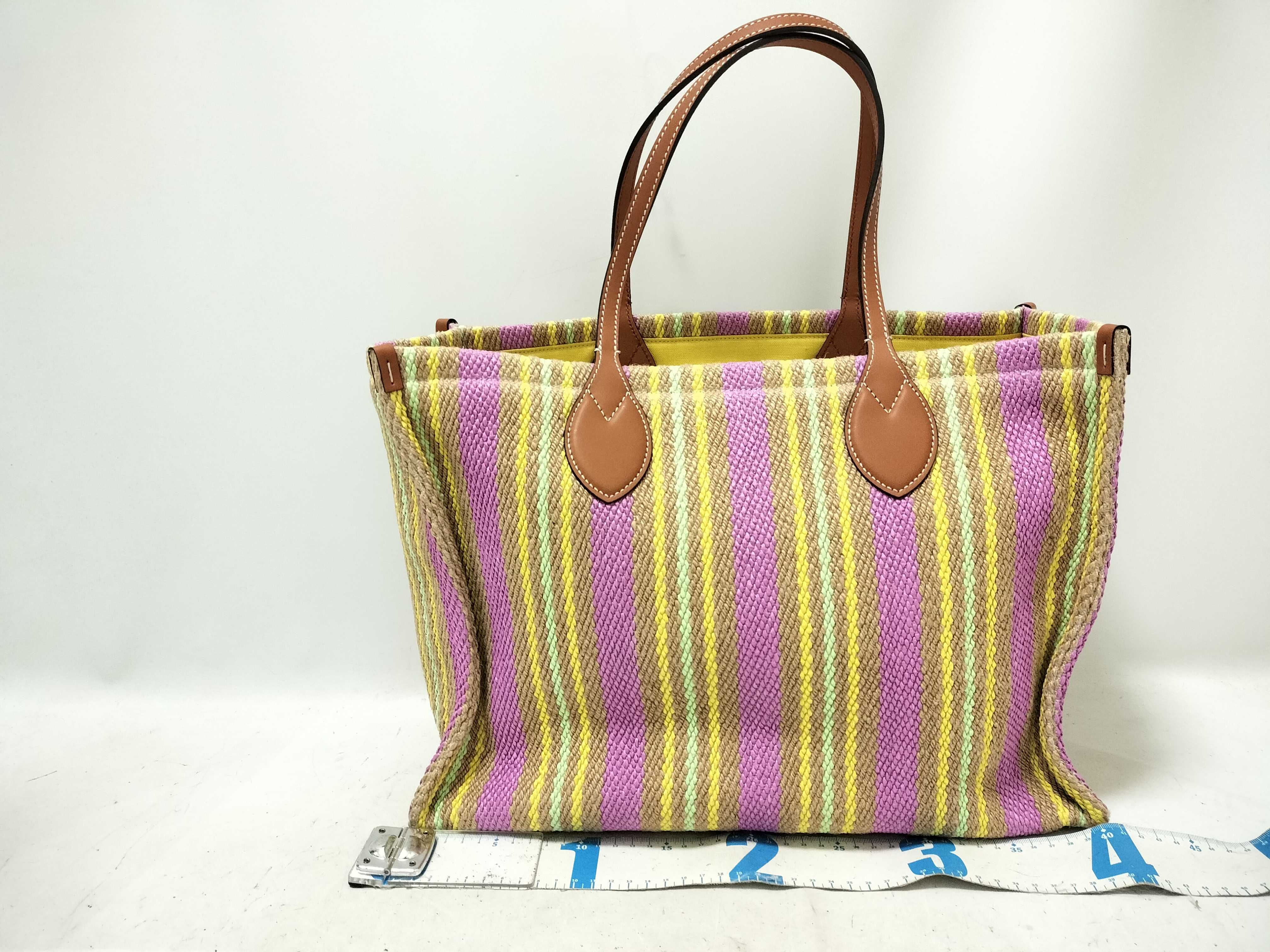 Tote Bag, Raffia x Leather, Multicolor, 779674 — view 2