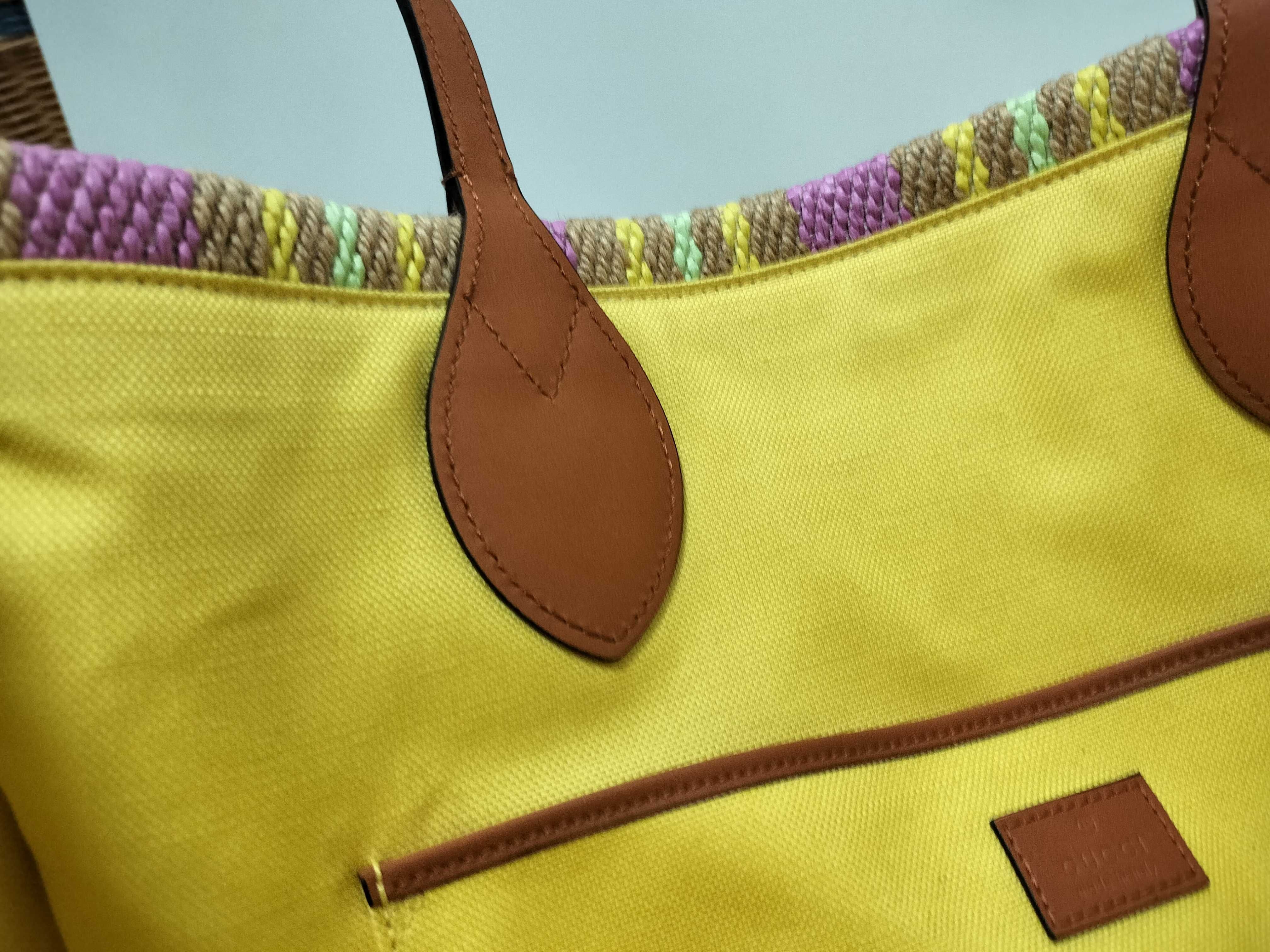 Tote Bag, Raffia x Leather, Multicolor, 779674 — view 12