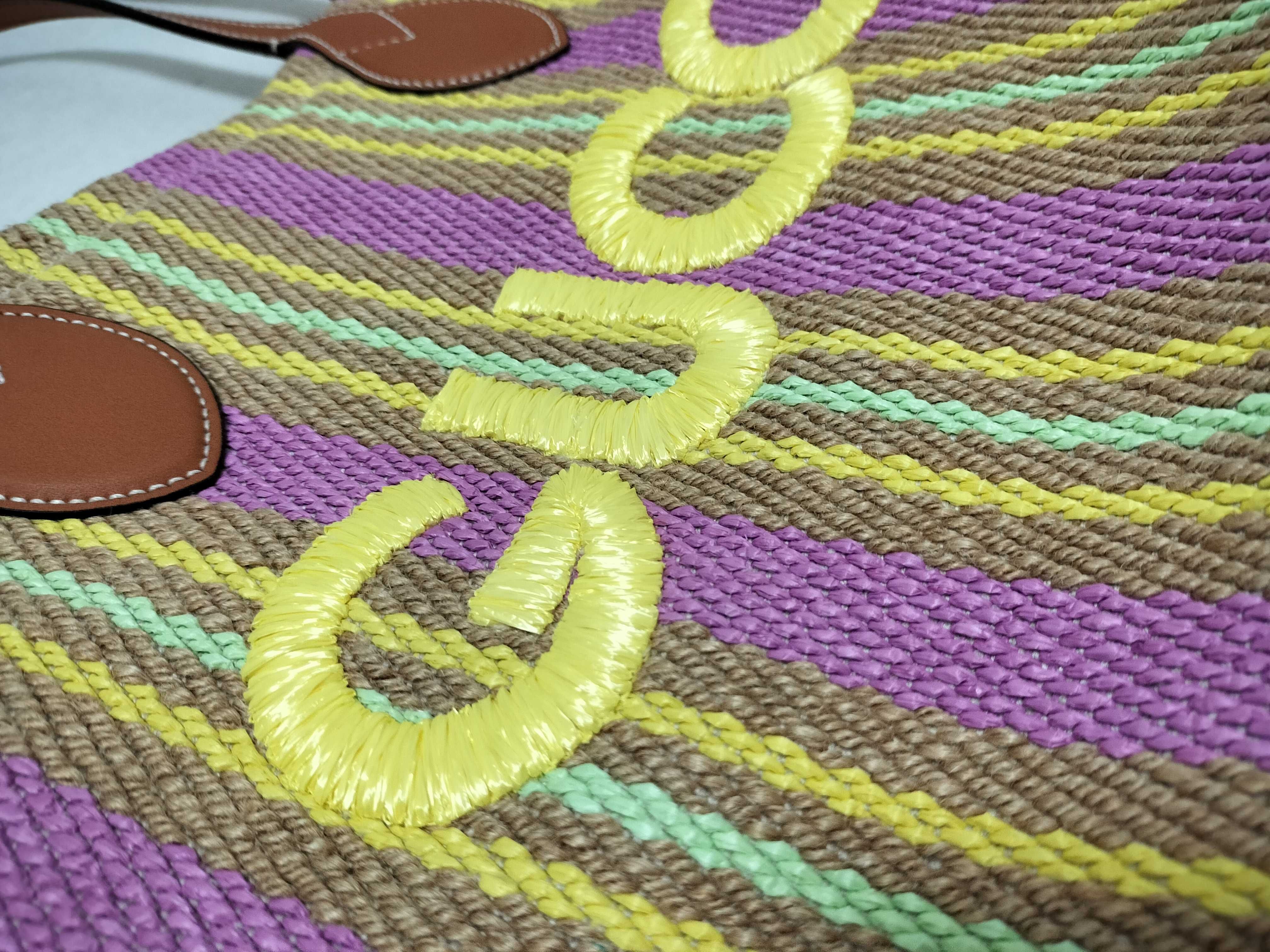 Tote Bag, Raffia x Leather, Multicolor, 779674 — view 13