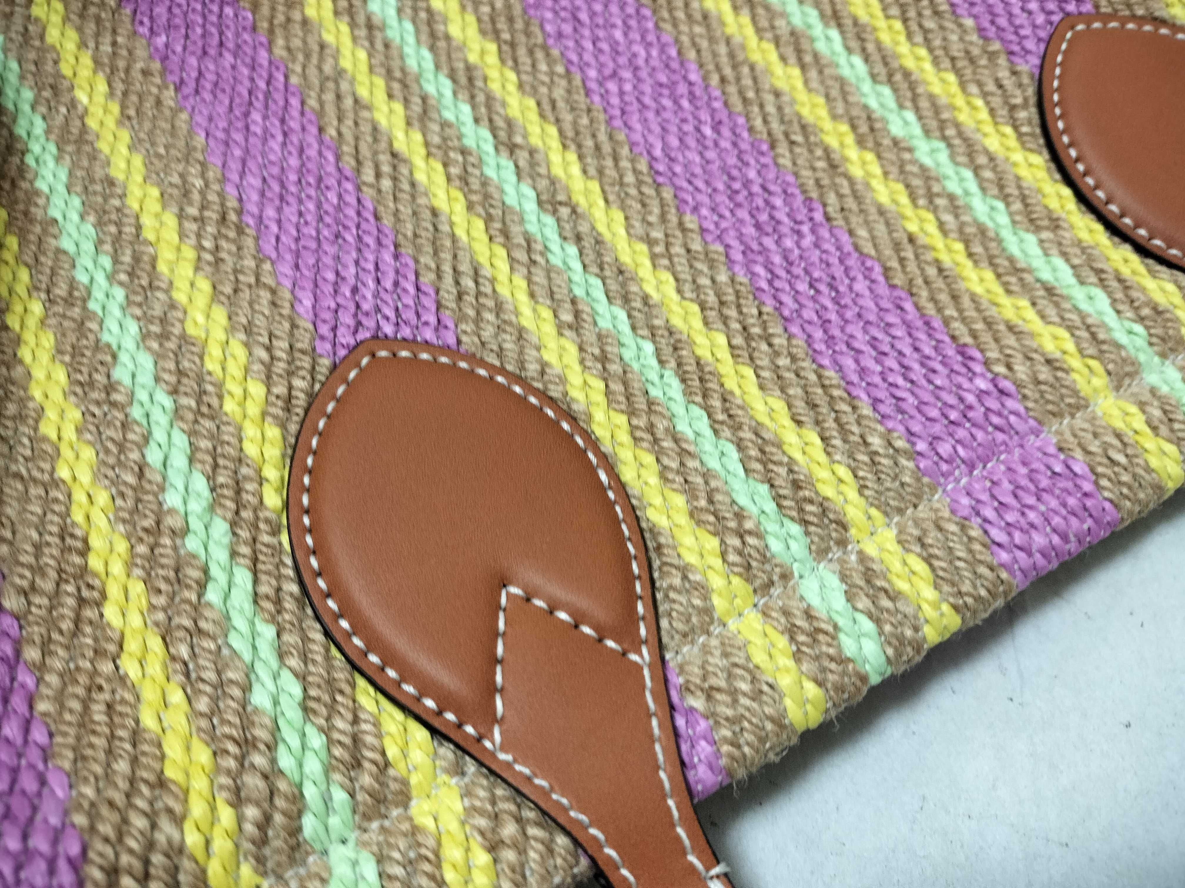 Tote Bag, Raffia x Leather, Multicolor, 779674 — view 14