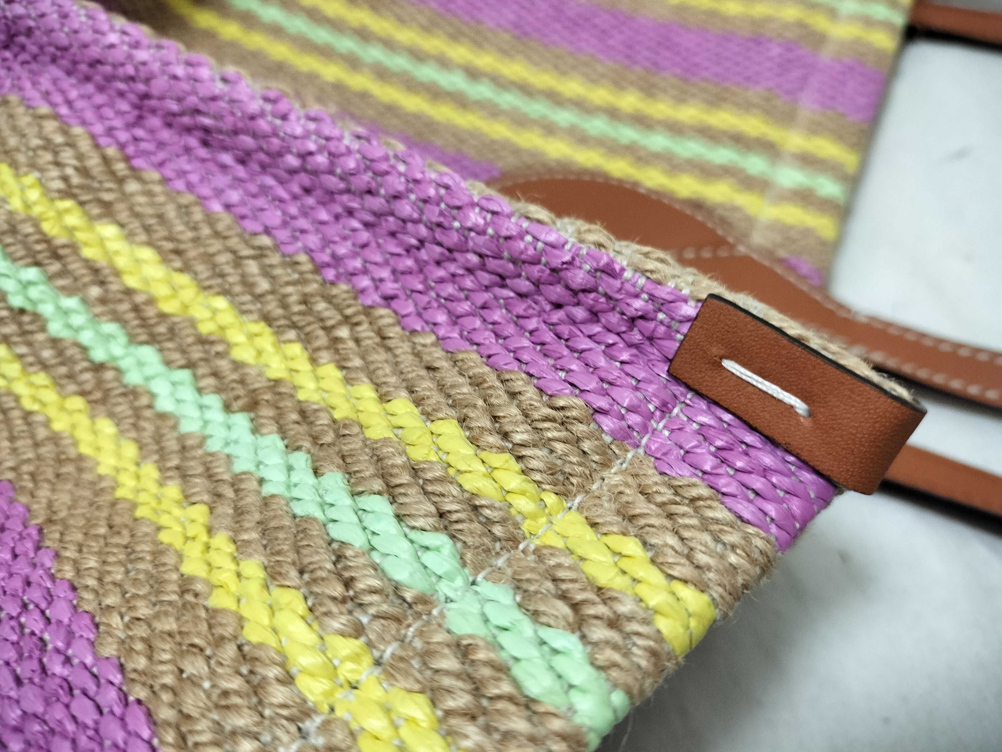Tote Bag, Raffia x Leather, Multicolor, 779674 — view 15