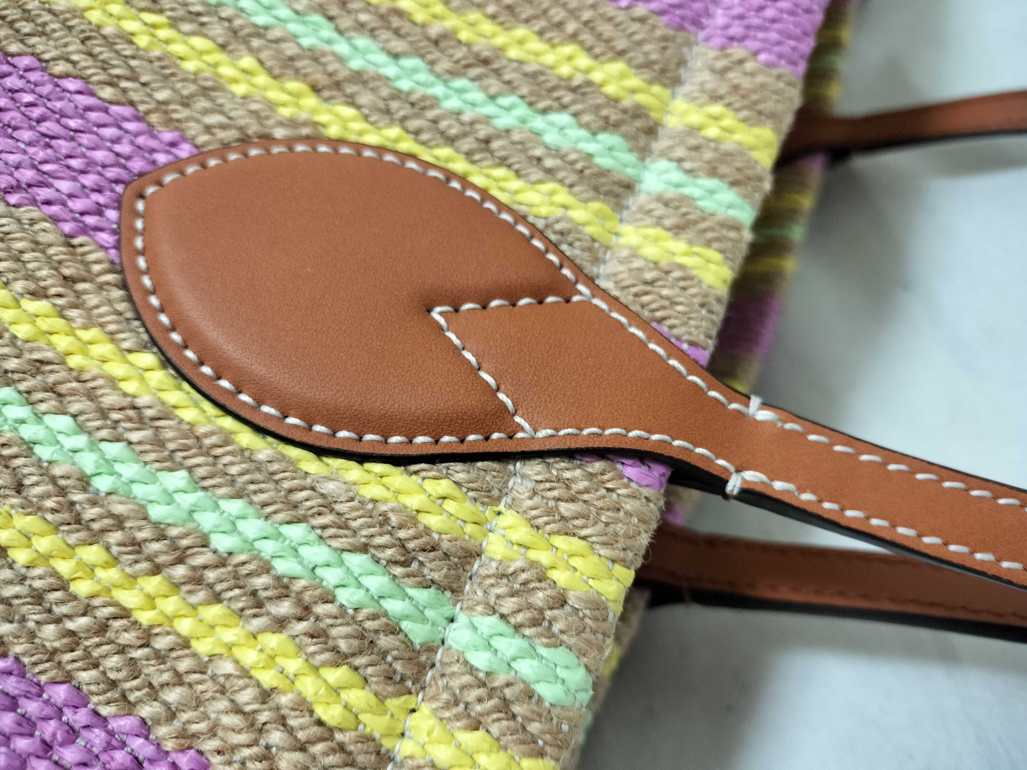 Tote Bag, Raffia x Leather, Multicolor, 779674 — view 5