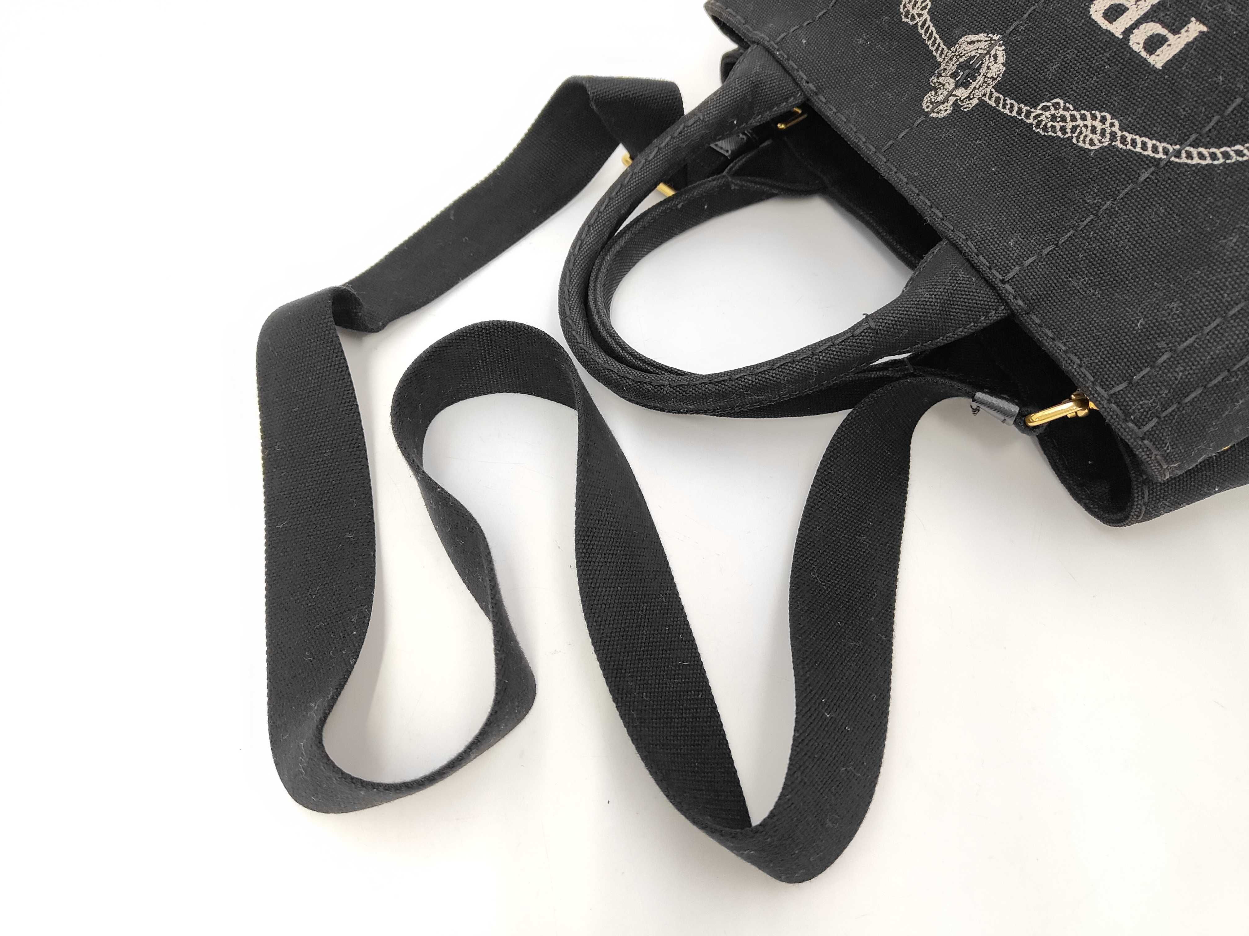 1BG439 Canapa 2-way Shoulder Bag, Canvas, Black Tote Bag — view 4