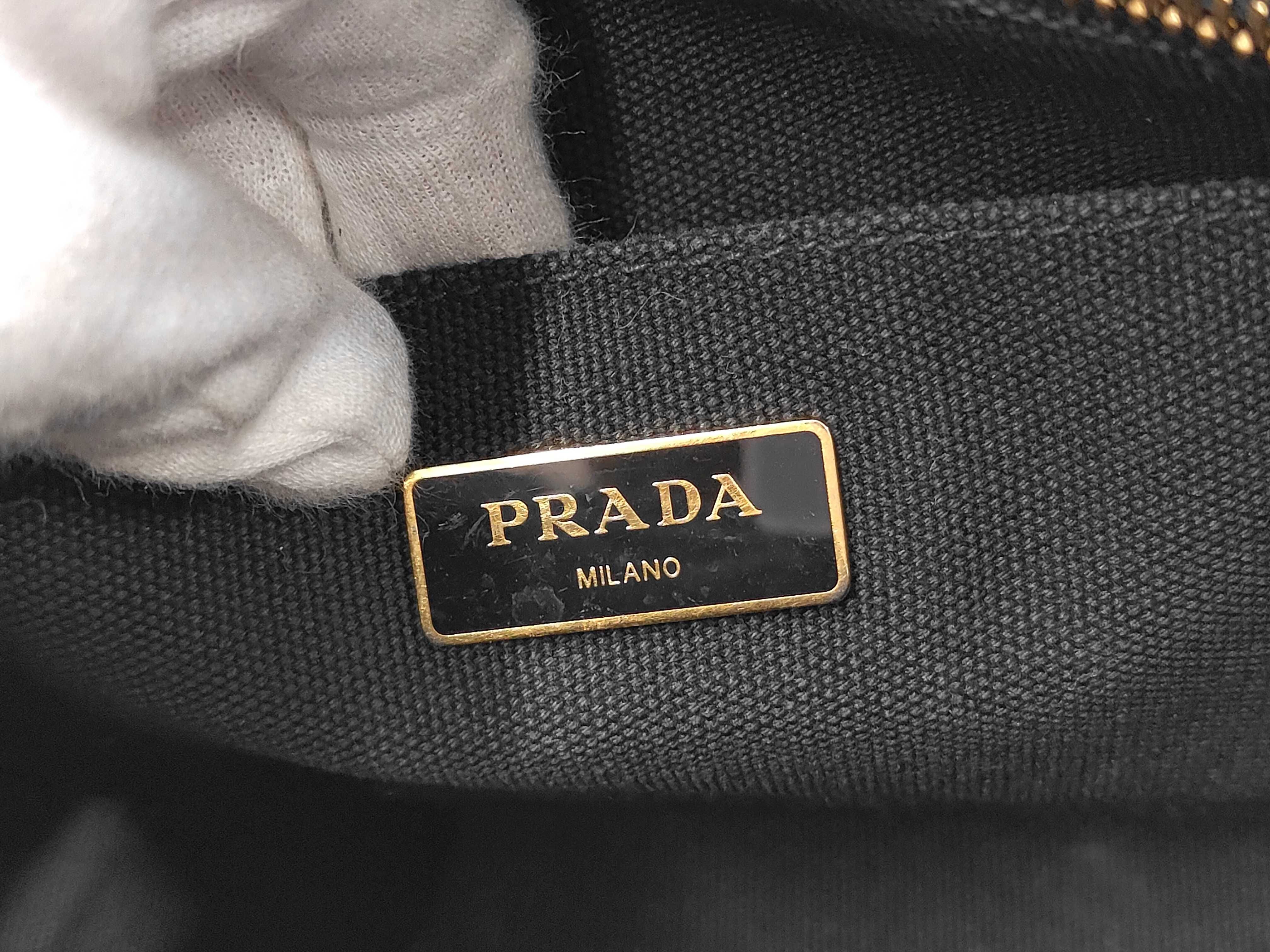 1BG439 Canapa 2-way Shoulder Bag, Canvas, Black Tote Bag — view 10
