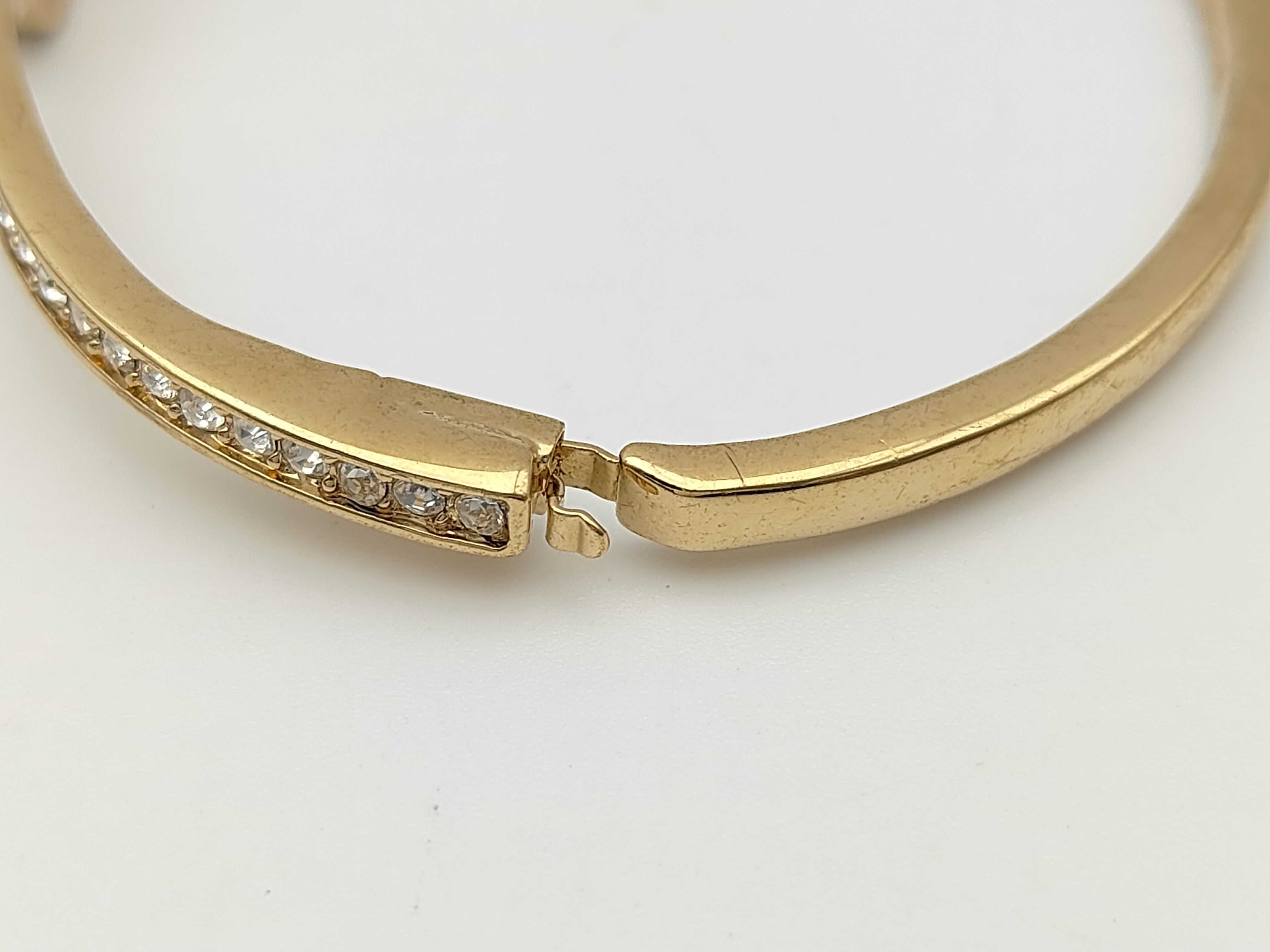 Heart Rhinestone Gold Bangle Bracelet (Bracelet/Bangle) — view 6