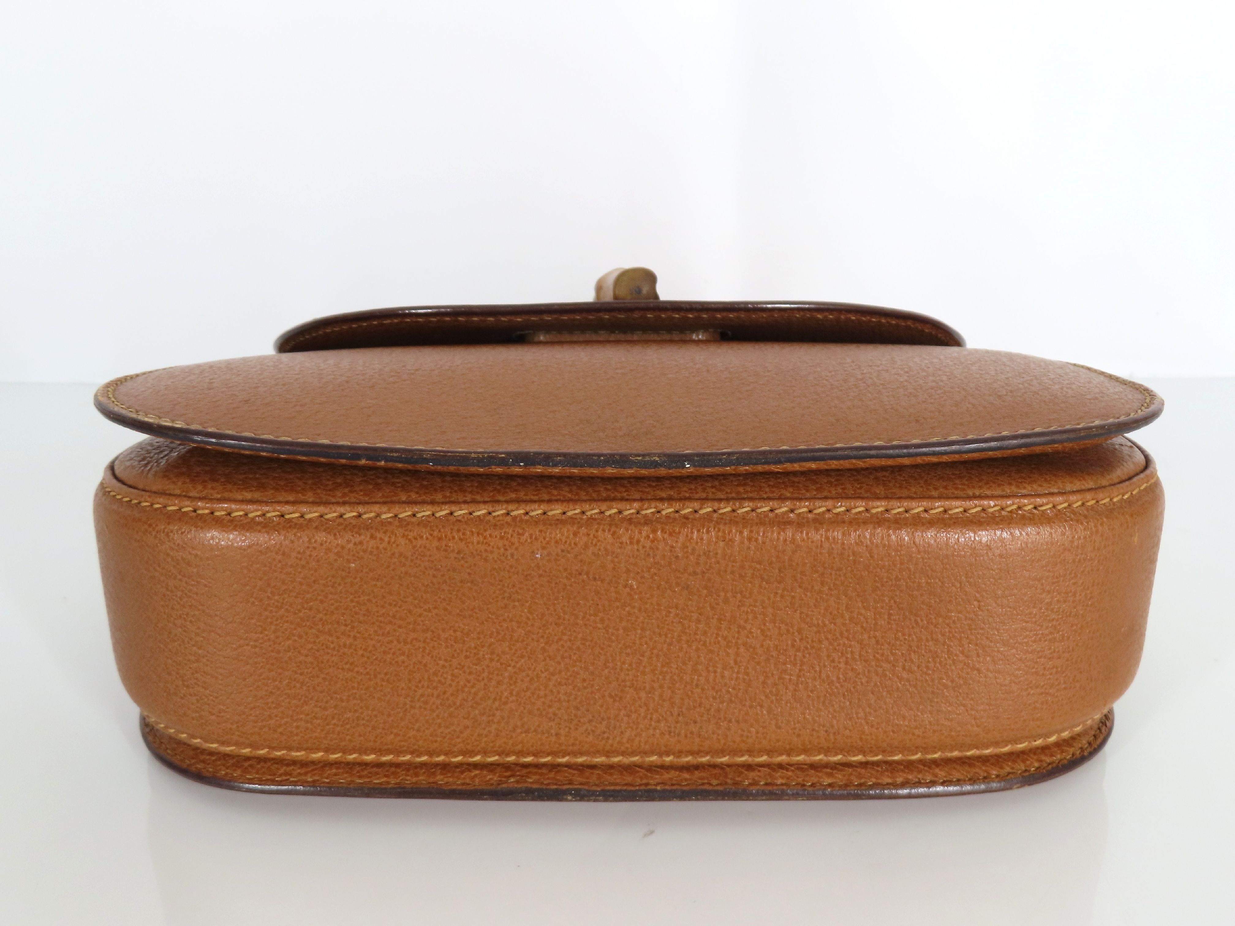 Bamboo Leather 2-Way Handbag, Black (000・2046・0188), Brown (Shoulder strap missing, pen marks present) — view 6