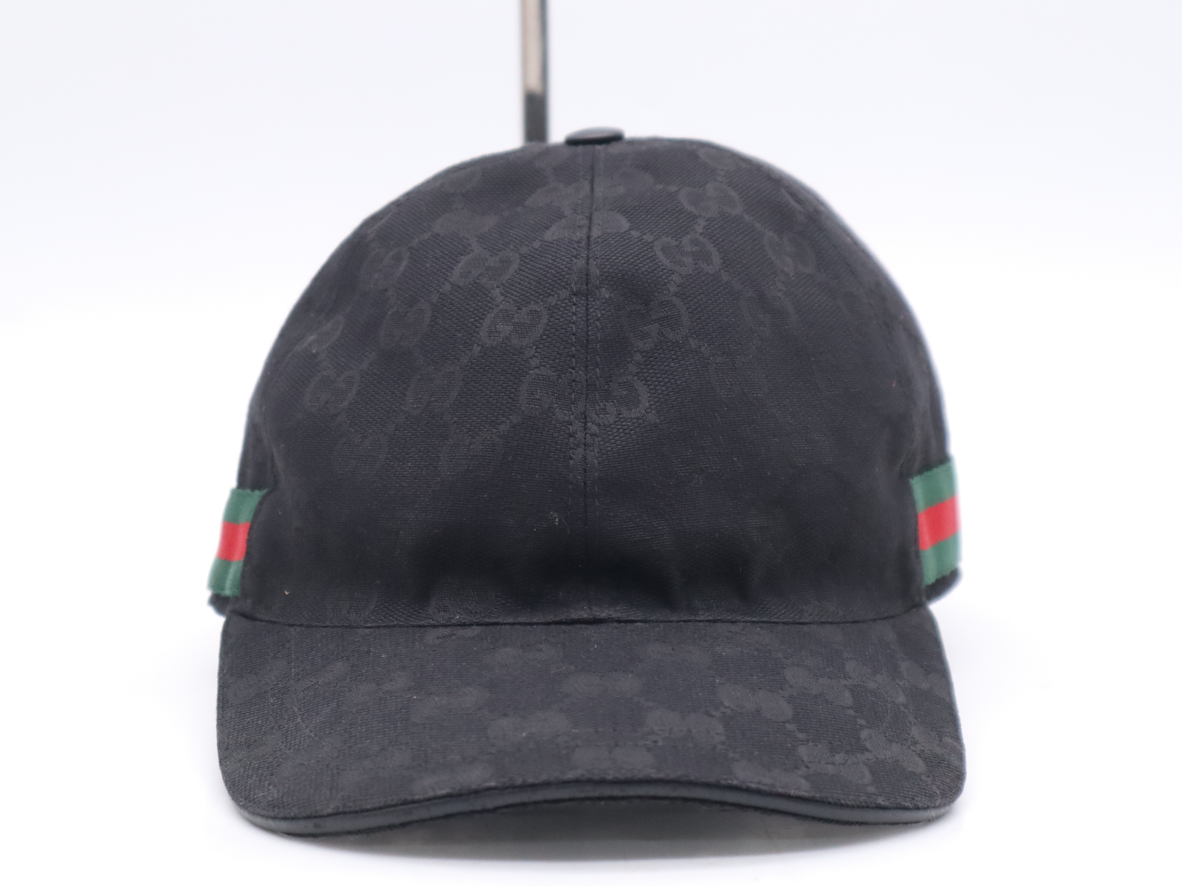 200035 Canvas x Leather GG Canvas Sherry Line Baseball Cap Black Other Accessories