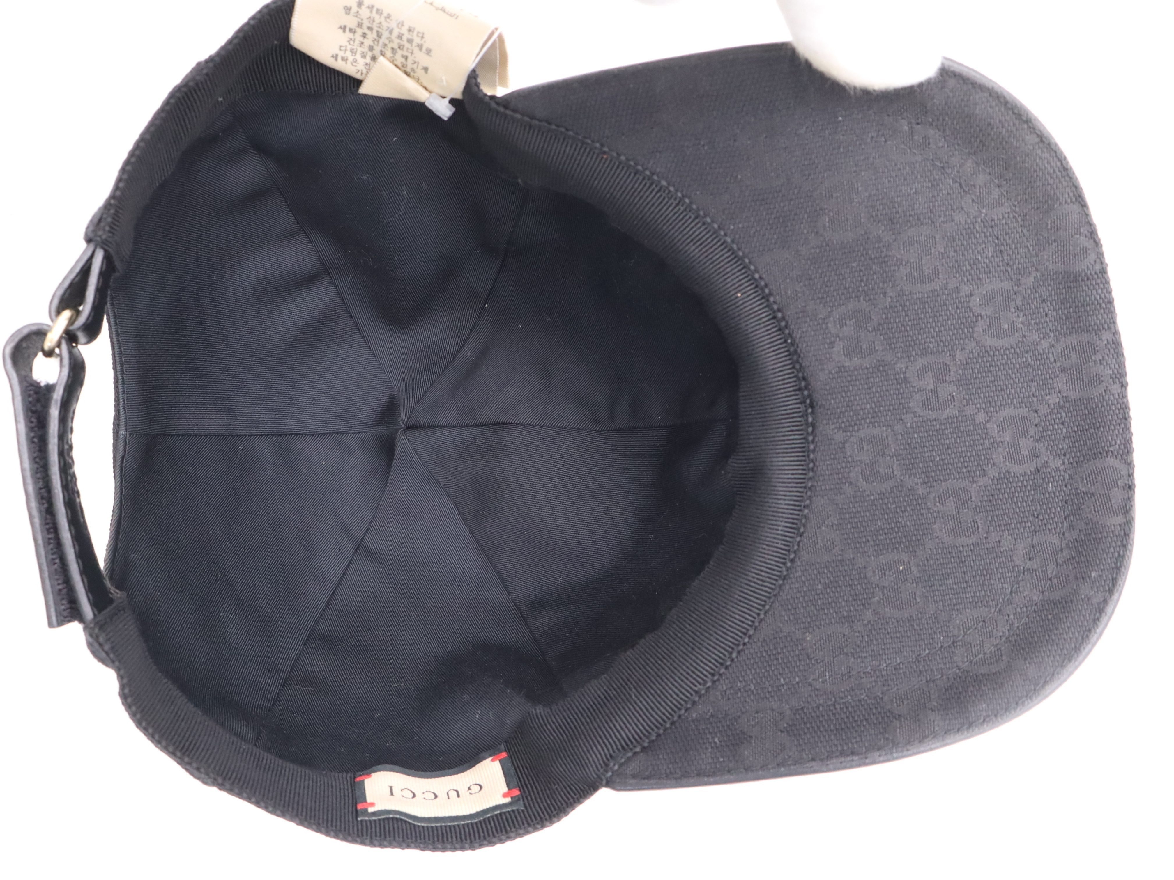 200035 Canvas x Leather GG Canvas Sherry Line Baseball Cap Black Other Accessories — view 12