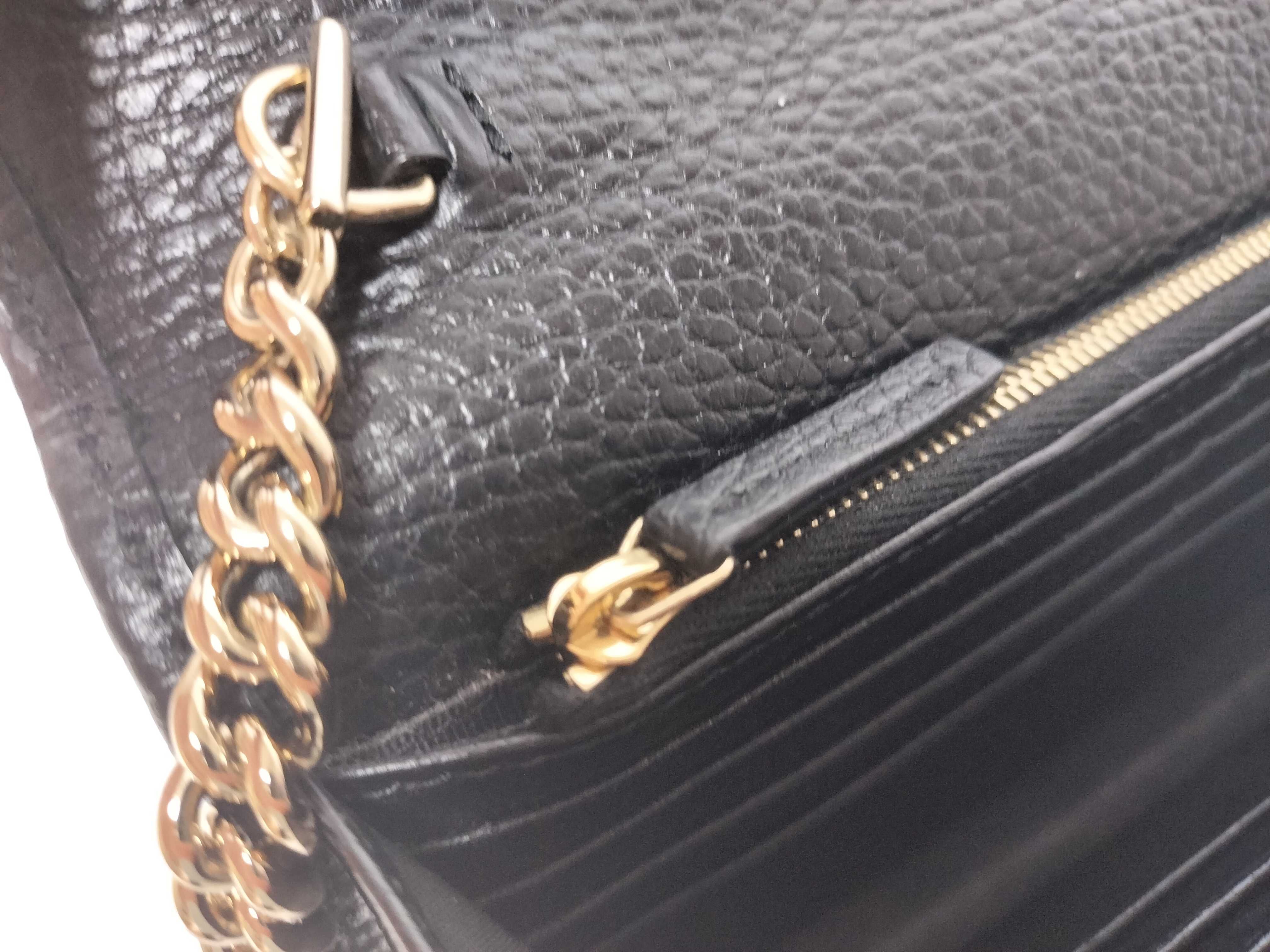 GG Black Chain Shoulder Bag with Gold Hardware, GG Chain Wallet, Interlocking Shoulder Bag — view 11