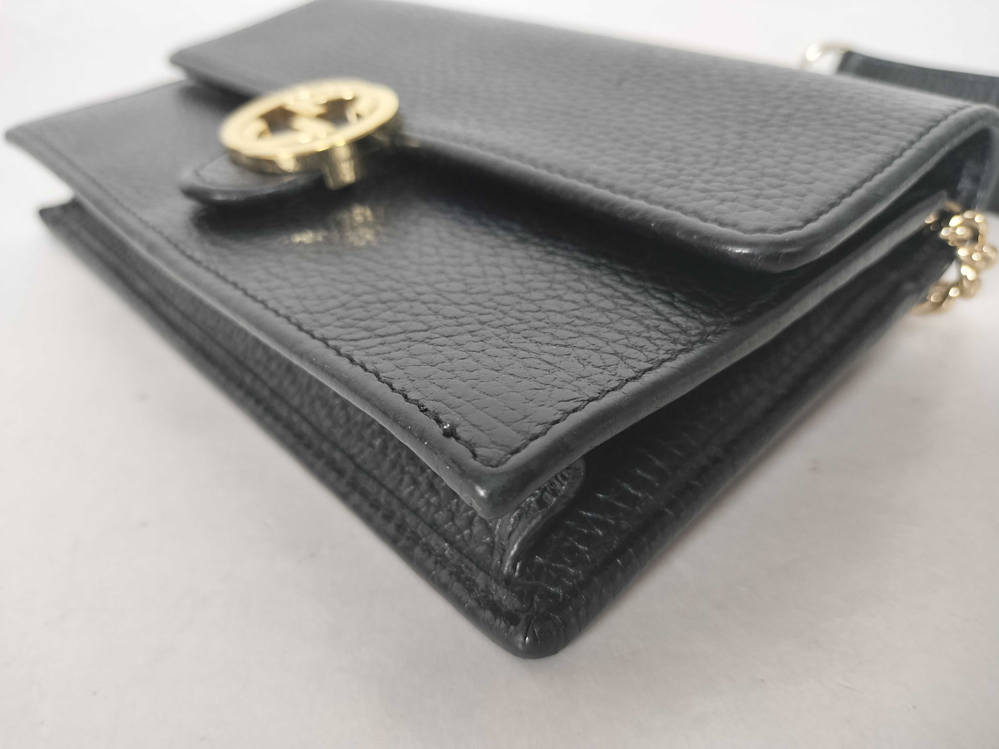 GG Black Chain Shoulder Bag with Gold Hardware, GG Chain Wallet, Interlocking Shoulder Bag — view 6