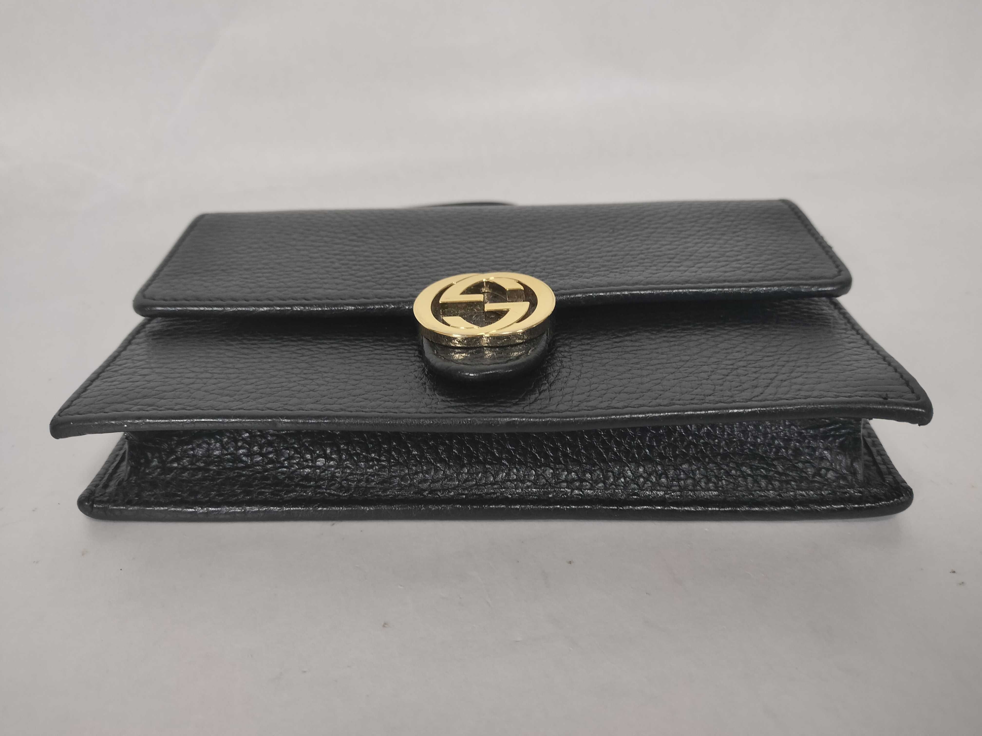 GG Black Chain Shoulder Bag with Gold Hardware, GG Chain Wallet, Interlocking Shoulder Bag — view 7