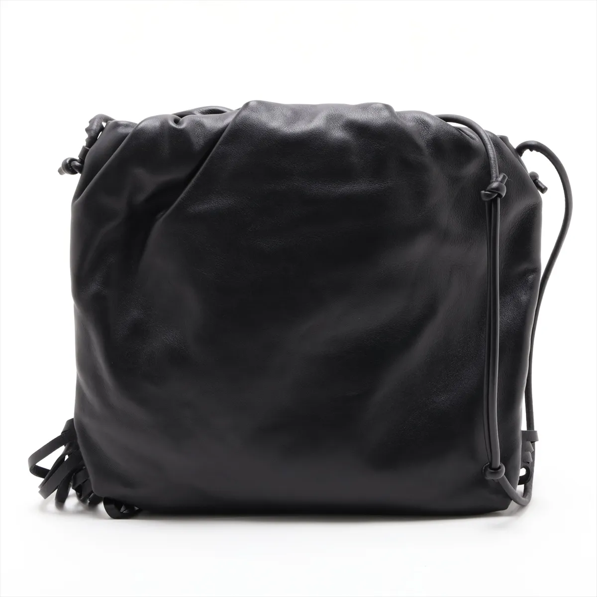 The Fringe Pouch Leather Shoulder Bag Black