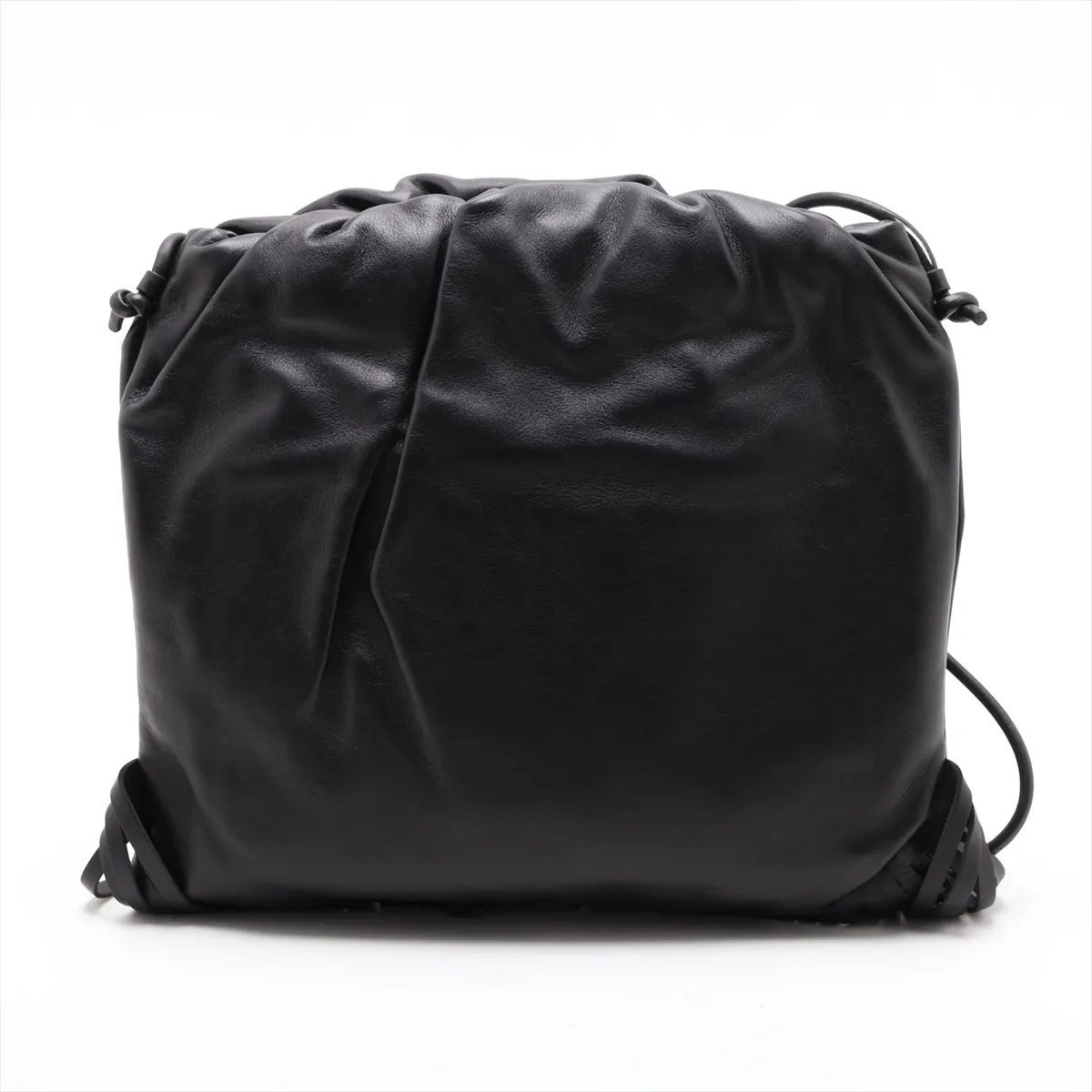 The Fringe Pouch Leather Shoulder Bag Black — view 2