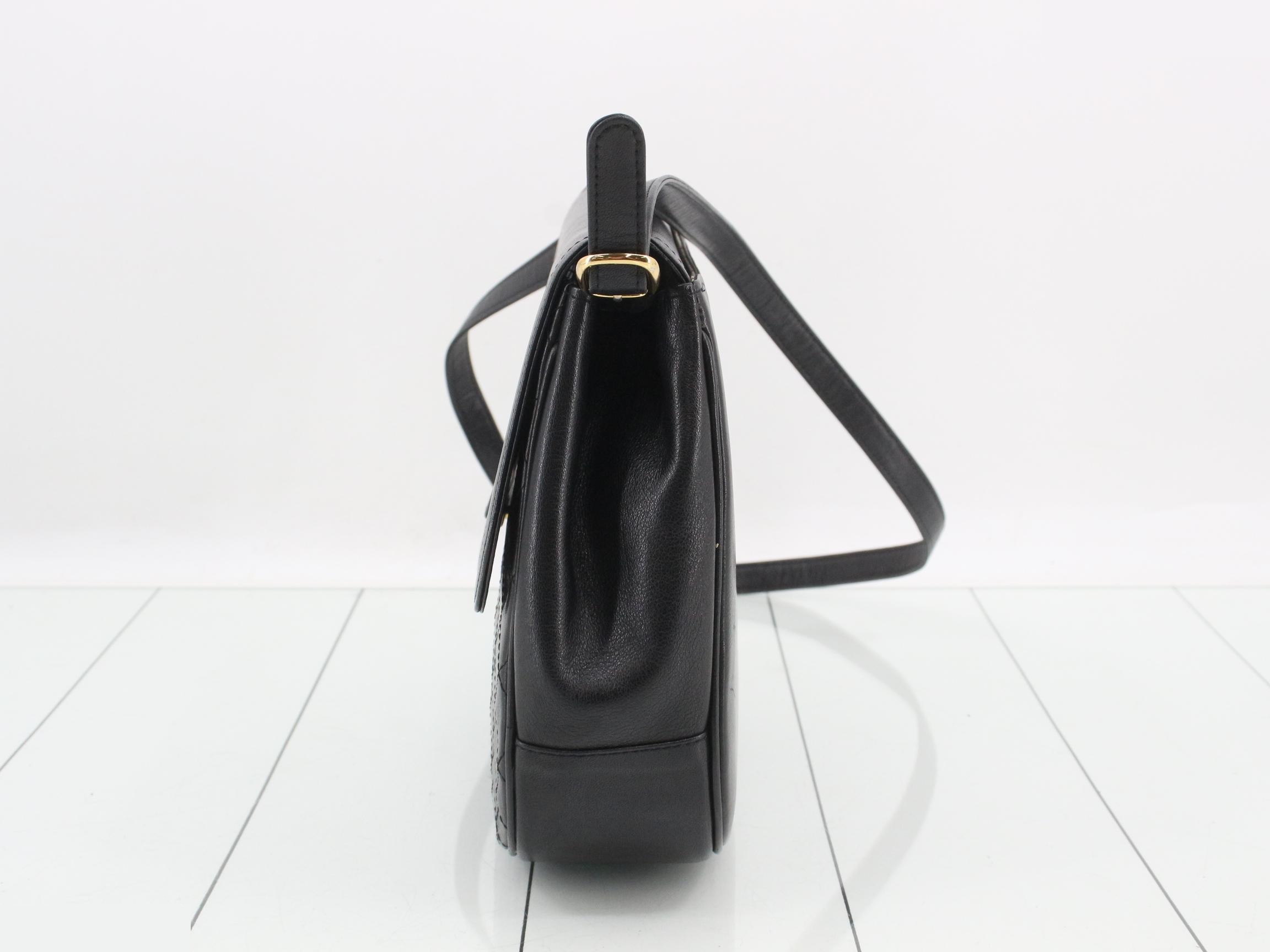 Leather shoulder bag, black — view 3