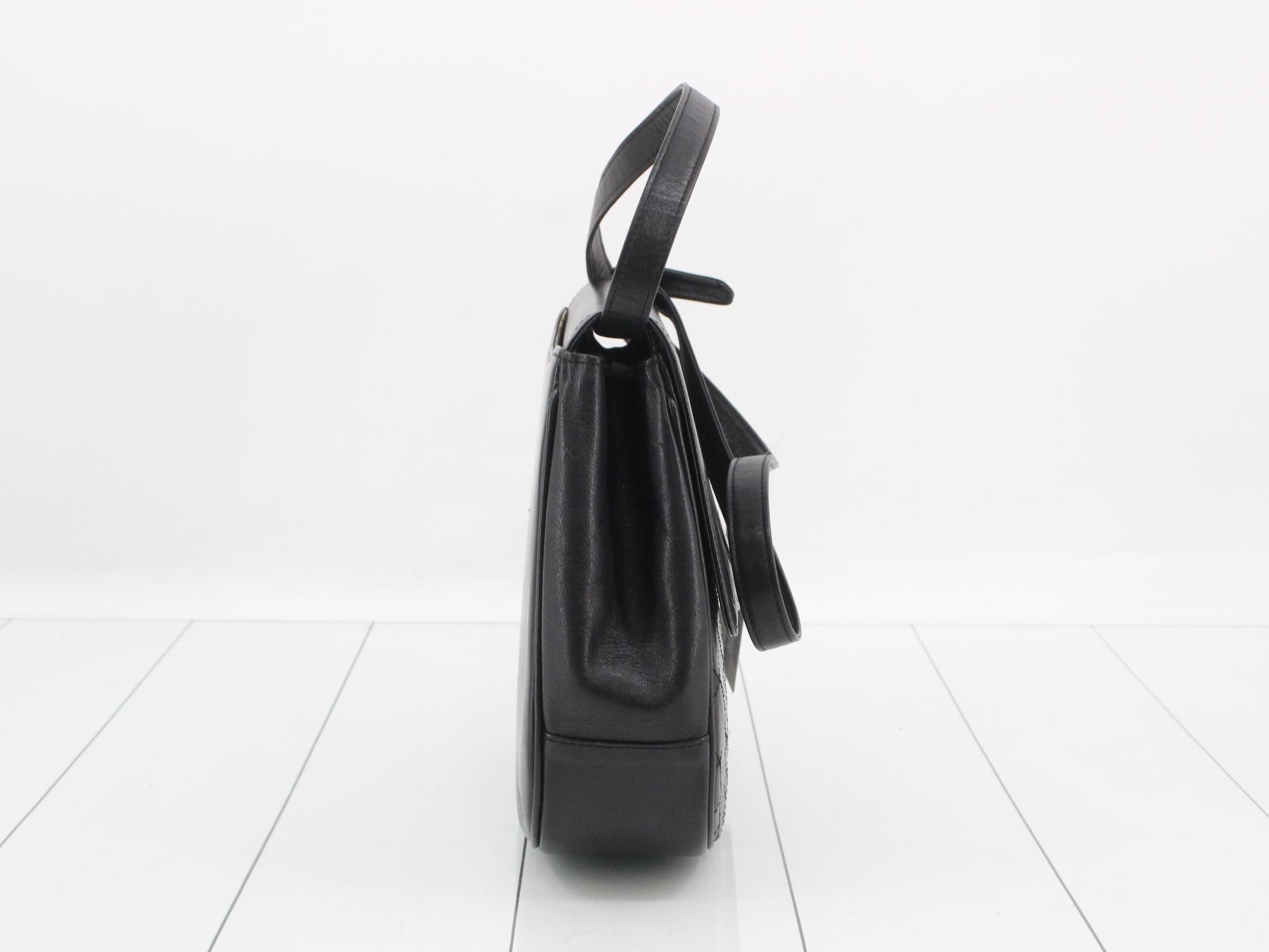 Leather shoulder bag, black — view 4