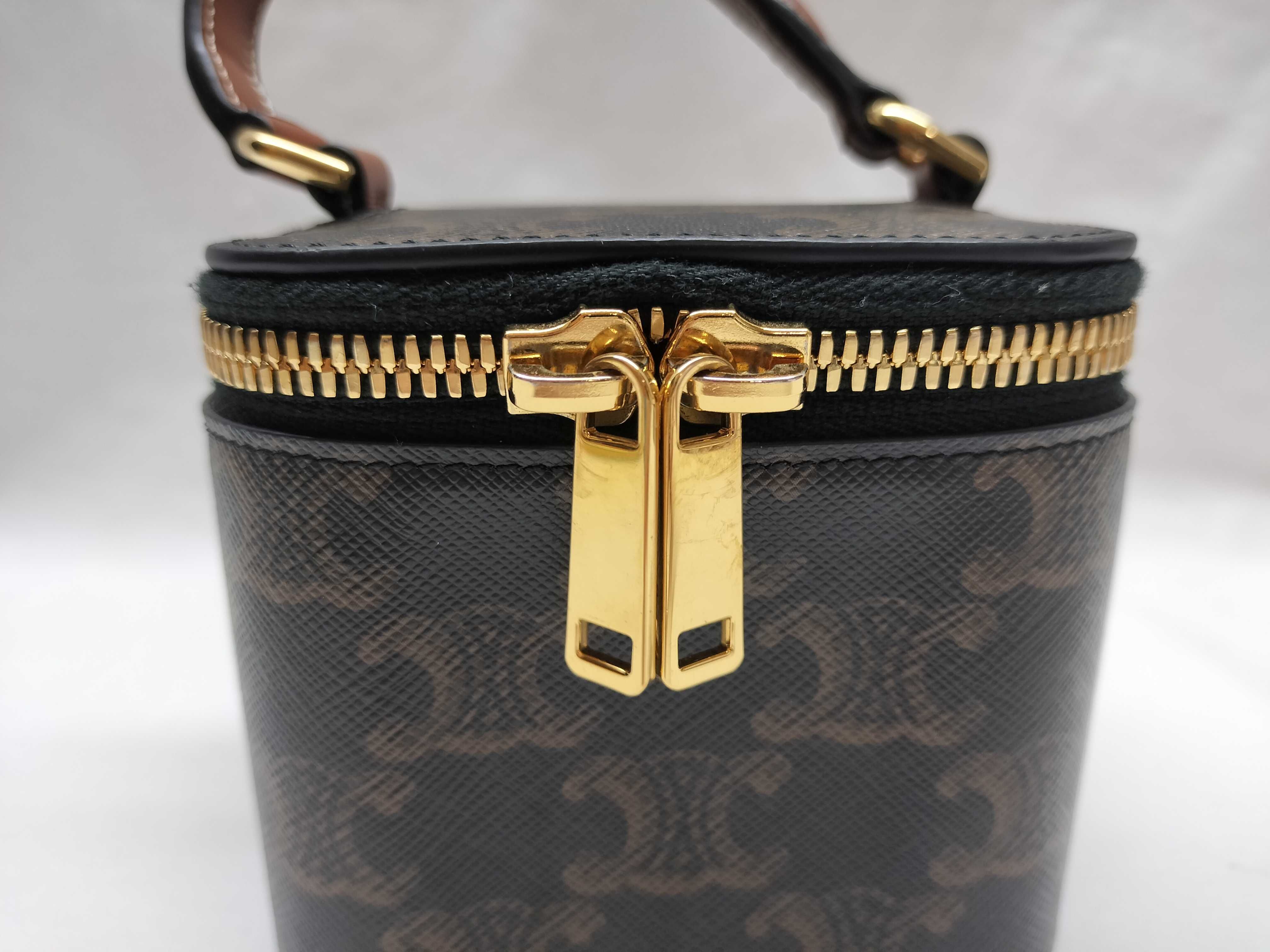 Triomphe Mini Vanity Case - PVC x Leather 2-Way Vanity Bag - Black x Brown — view 2