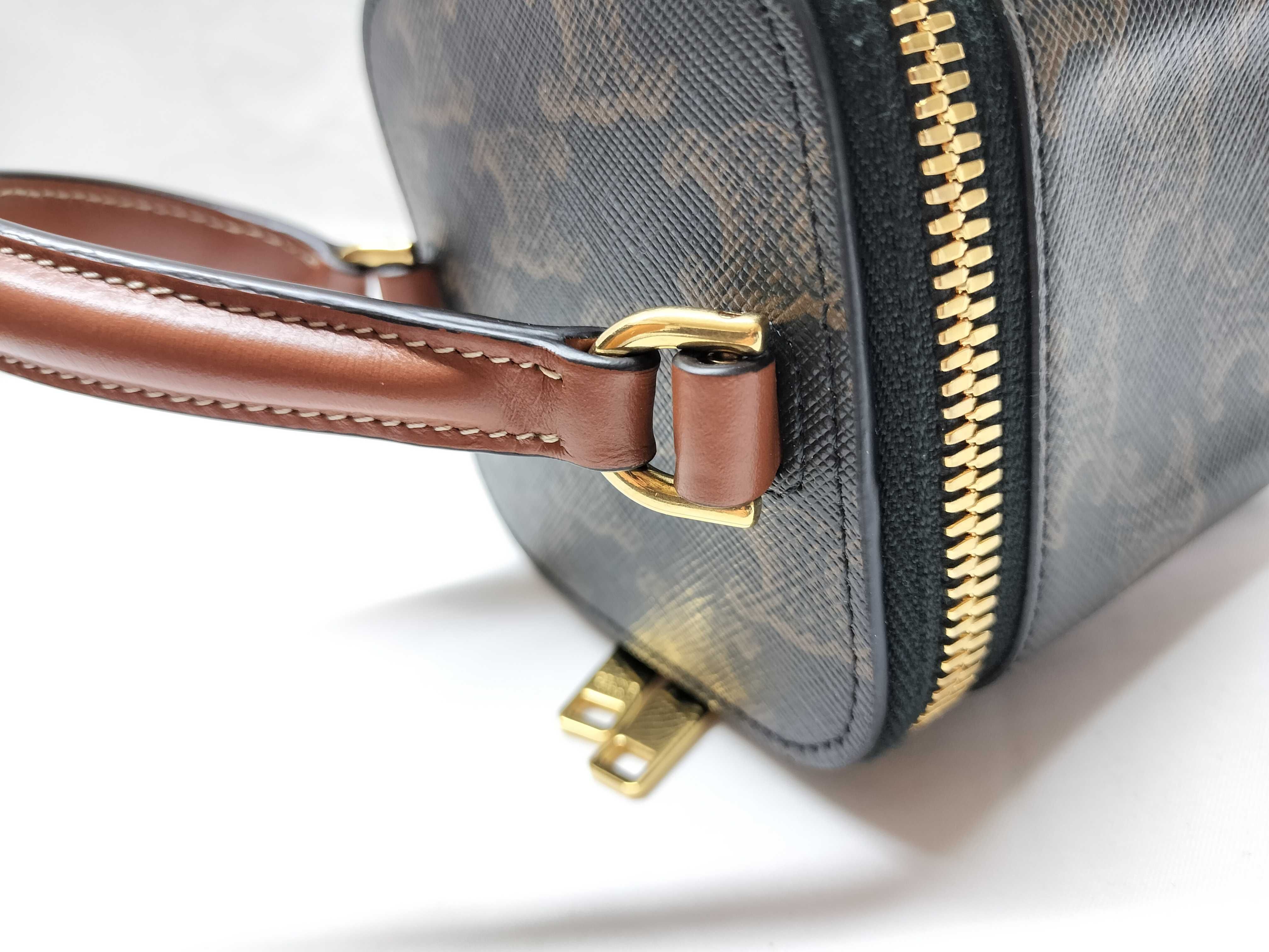 Triomphe Mini Vanity Case - PVC x Leather 2-Way Vanity Bag - Black x Brown — view 6