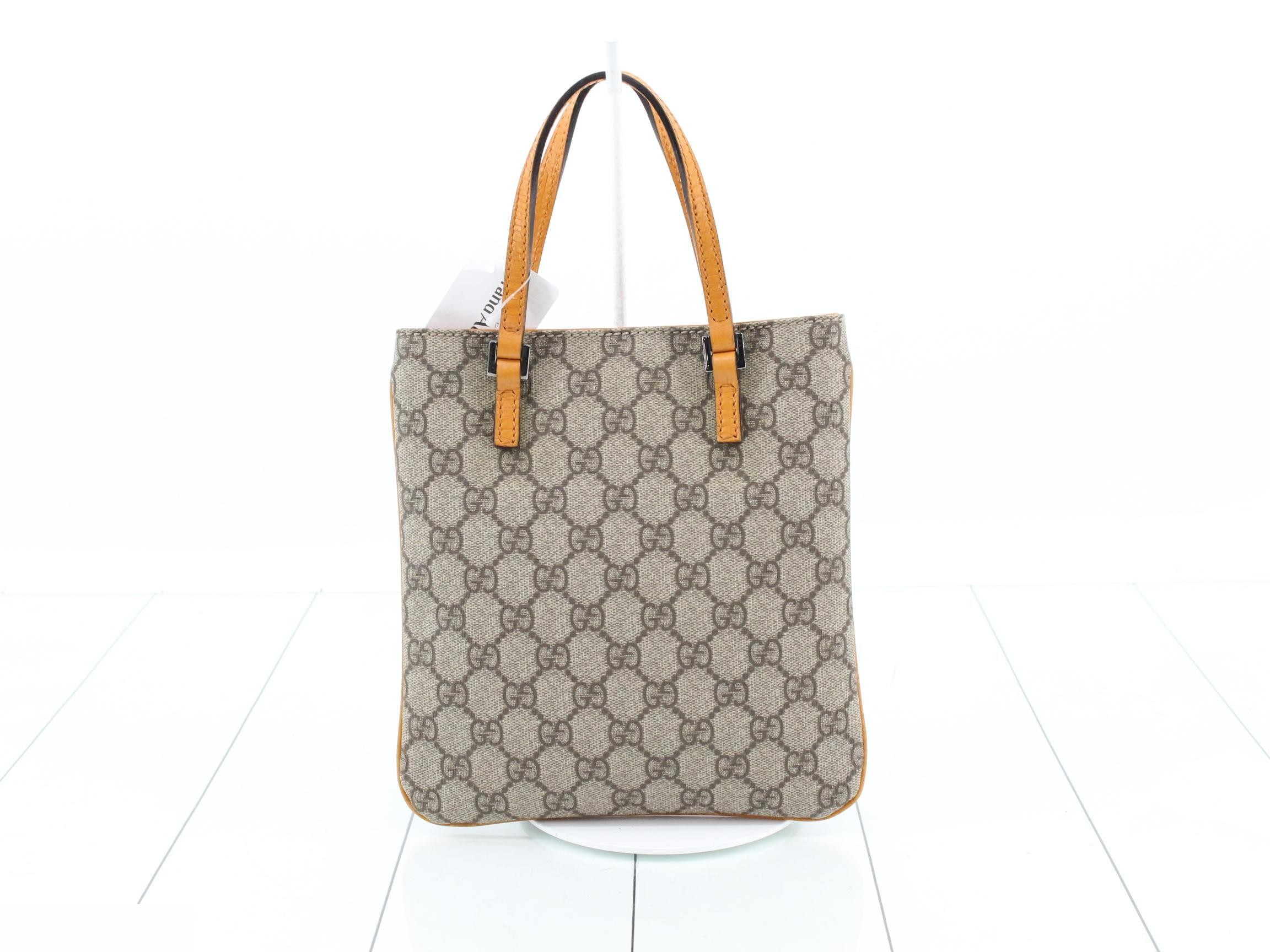 114690 GG Supreme Mini Tote Bag, Vertical, Leather, Beige/Yellow — view 2