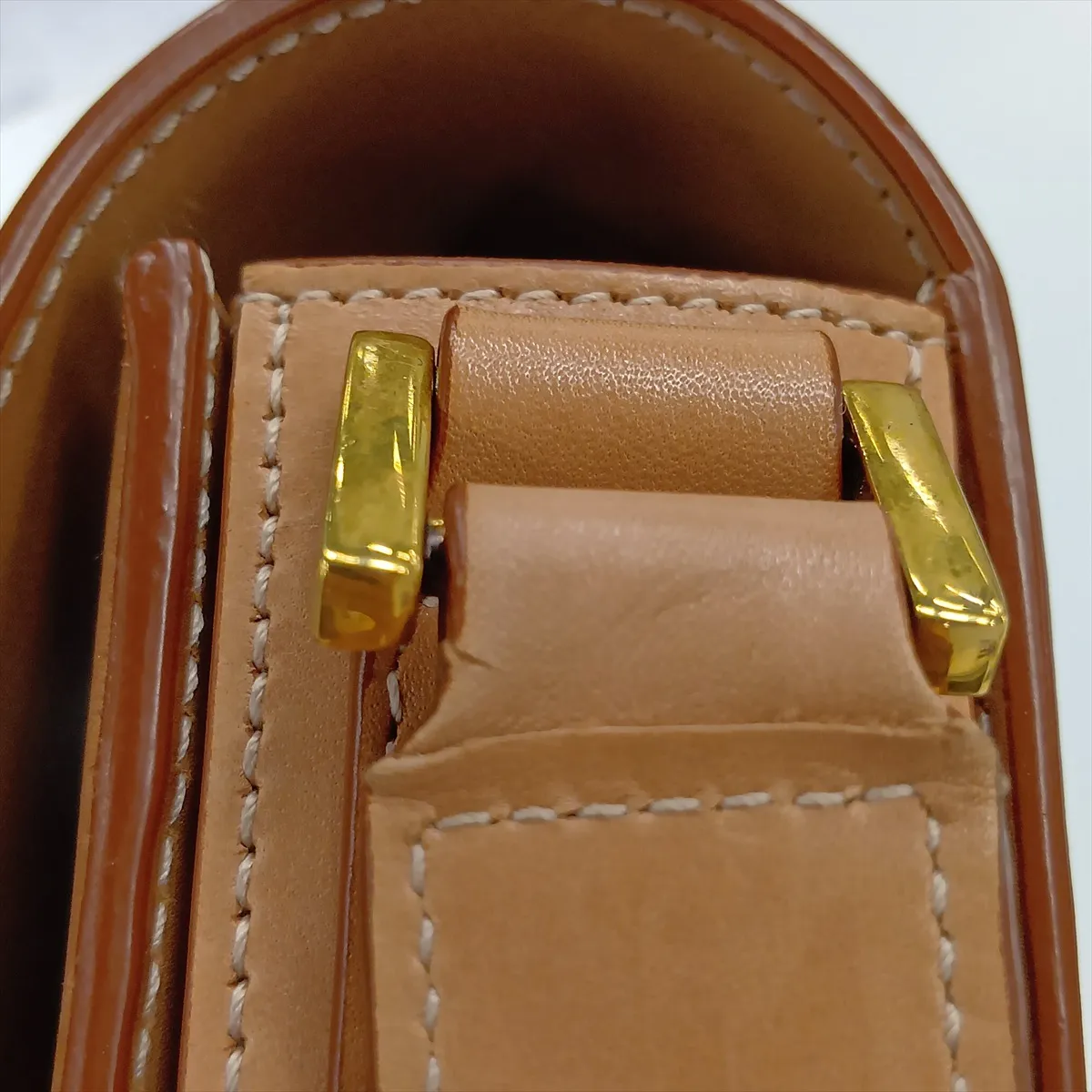 Solferino Leather Shoulder Bag, Brown Beige, 711039 — view 13