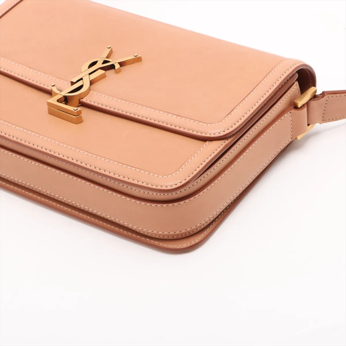 Solferino Leather Shoulder Bag, Brown Beige, 711039 — view 3