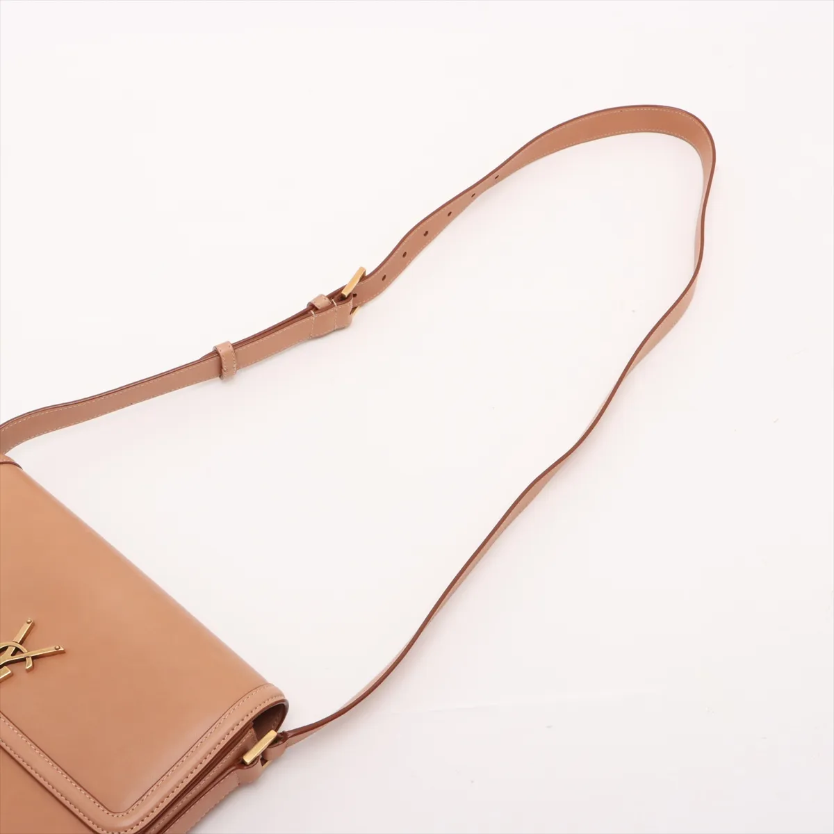 Solferino Leather Shoulder Bag, Brown Beige, 711039 — view 5