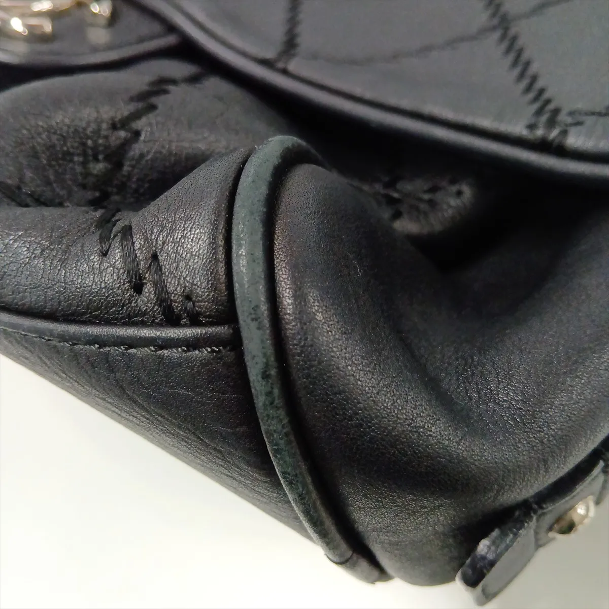 Wild Stitch Leather Chain Shoulder Bag, Black with Silver Hardware, 16615633, Serial Number 16 — view 11