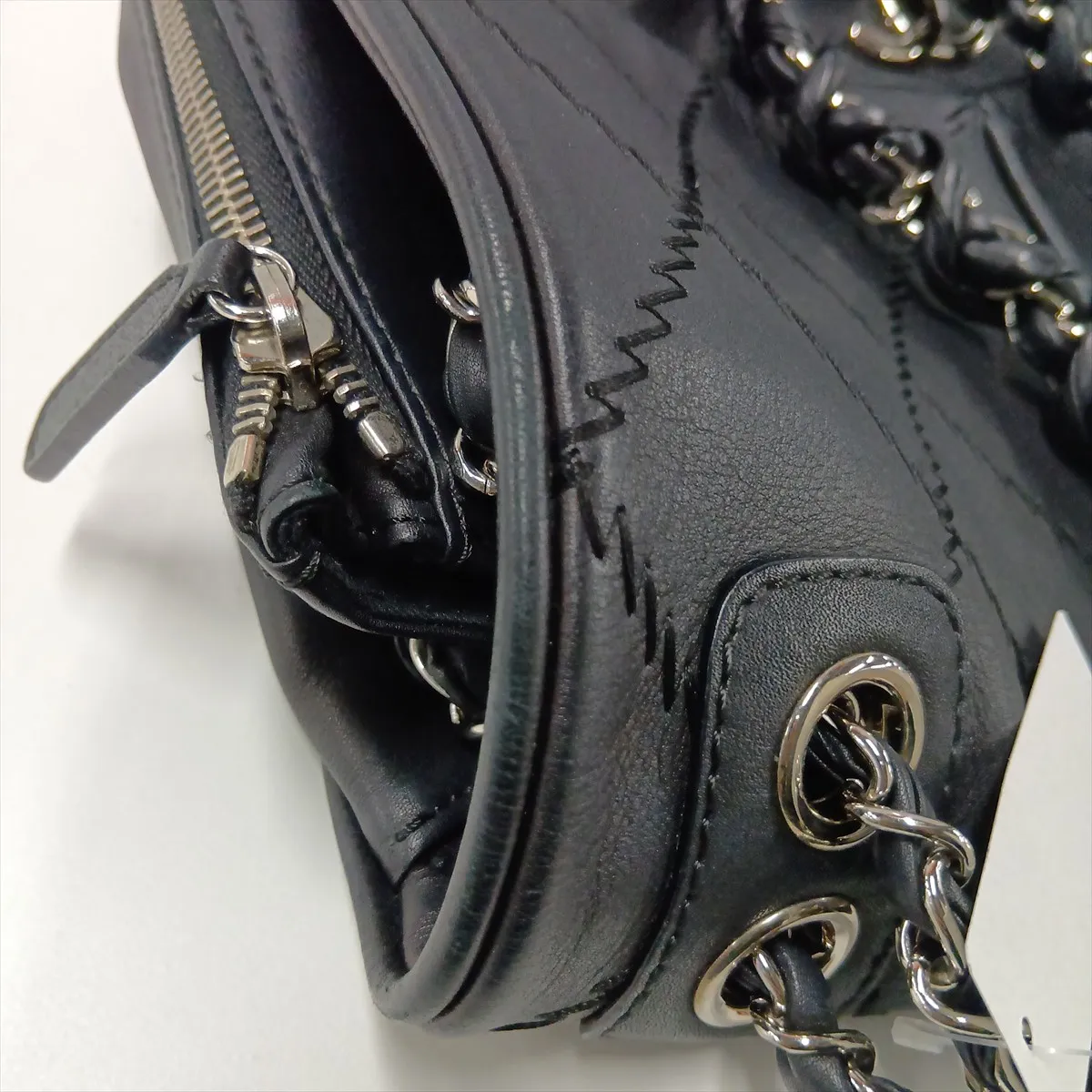 Wild Stitch Leather Chain Shoulder Bag, Black with Silver Hardware, 16615633, Serial Number 16 — view 12