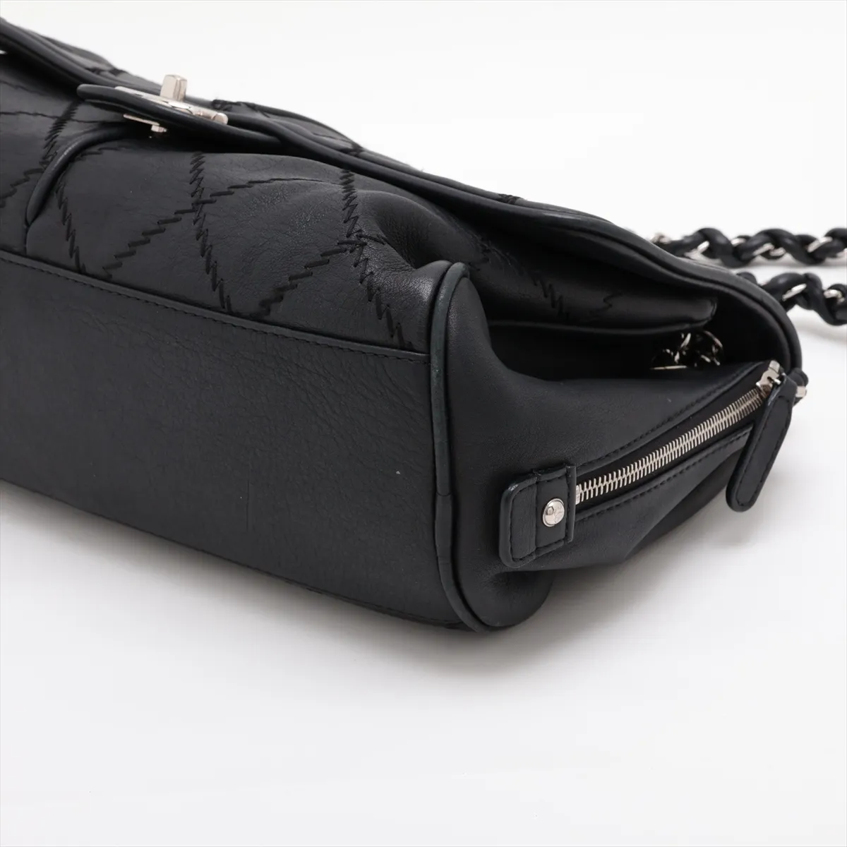 Wild Stitch Leather Chain Shoulder Bag, Black with Silver Hardware, 16615633, Serial Number 16 — view 3