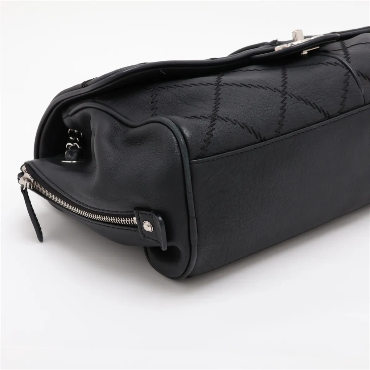 Wild Stitch Leather Chain Shoulder Bag, Black with Silver Hardware, 16615633, Serial Number 16 — view 4