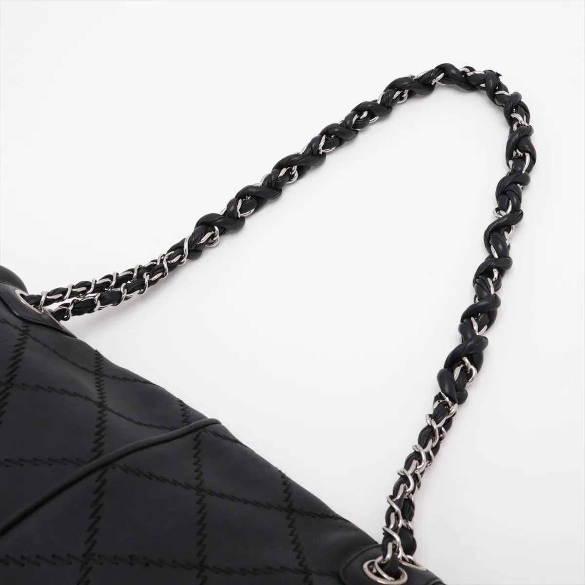 Wild Stitch Leather Chain Shoulder Bag, Black with Silver Hardware, 16615633, Serial Number 16 — view 5