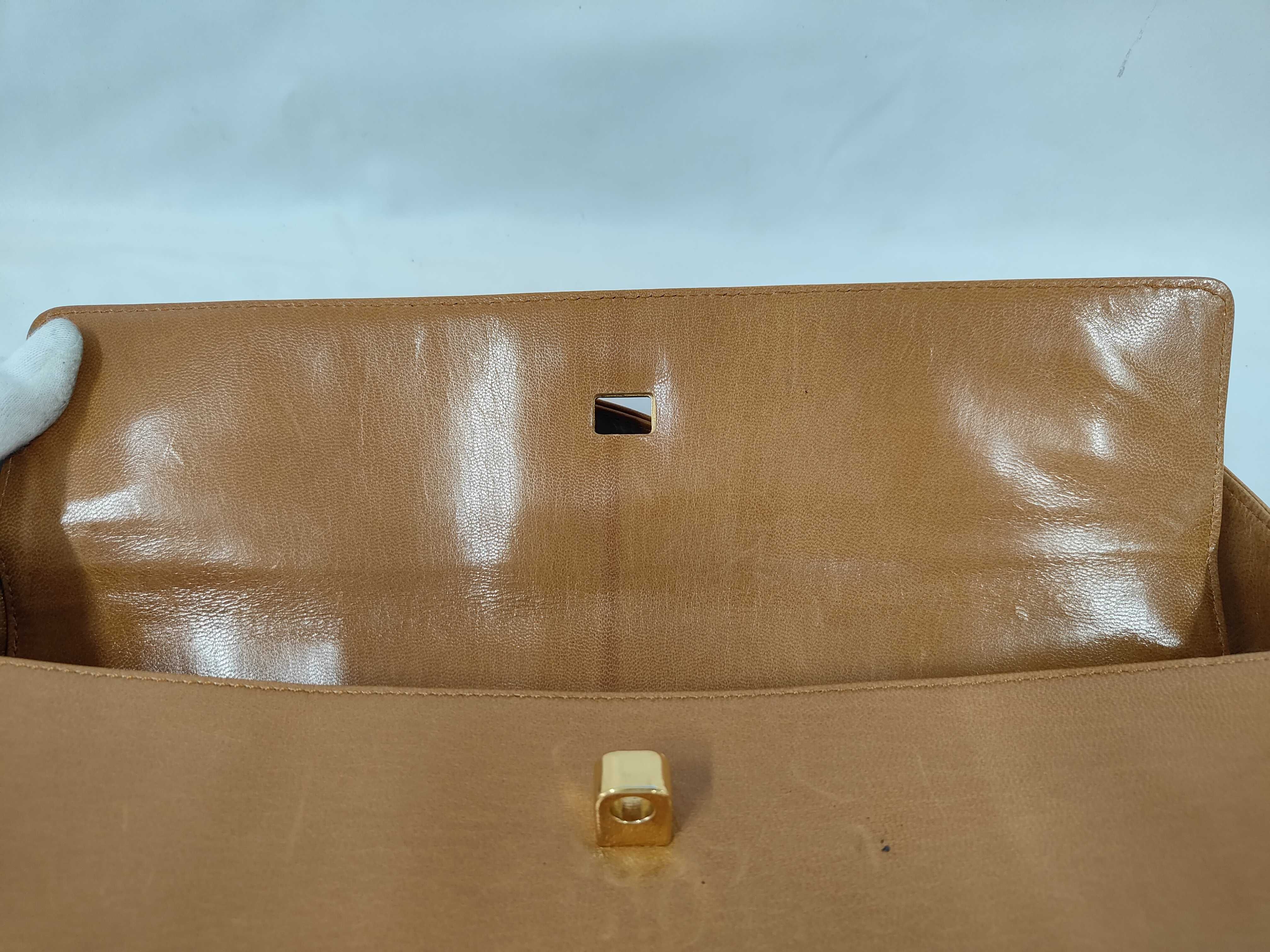 Leather Turnlock Shoulder Bag, Brown Shoulder Bag — view 8