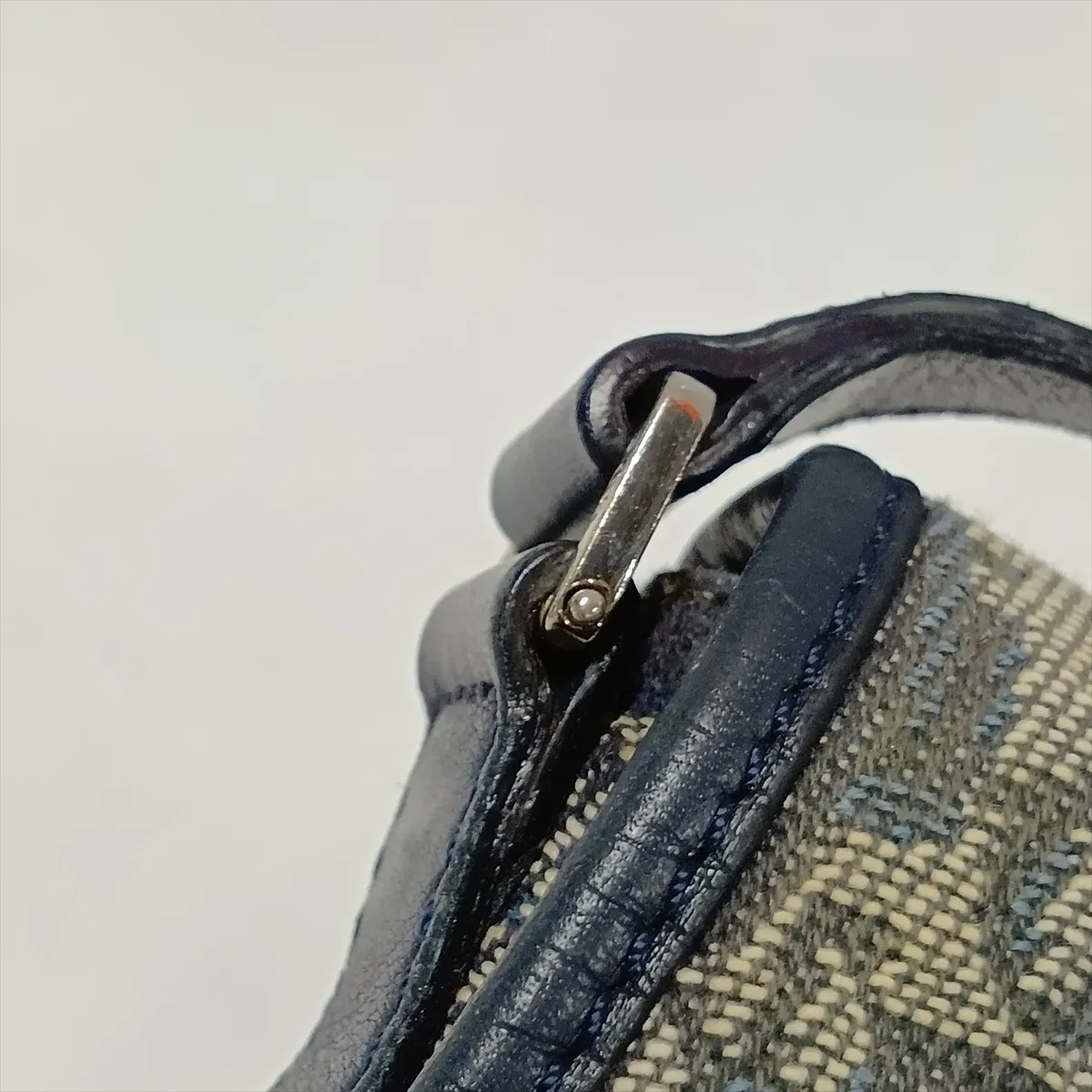 Trotter Canvas x Leather Shoulder Bag, Gray x Navy, Unsigned Guarantee Card — view 12