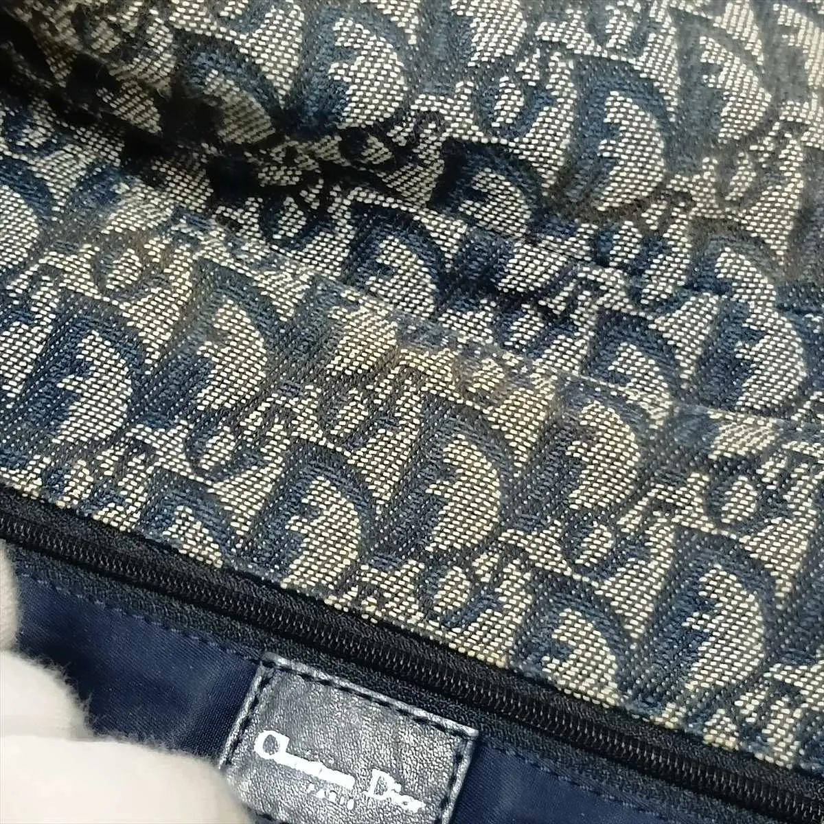 Trotter Canvas x Leather Shoulder Bag, Gray x Navy, Unsigned Guarantee Card — view 14
