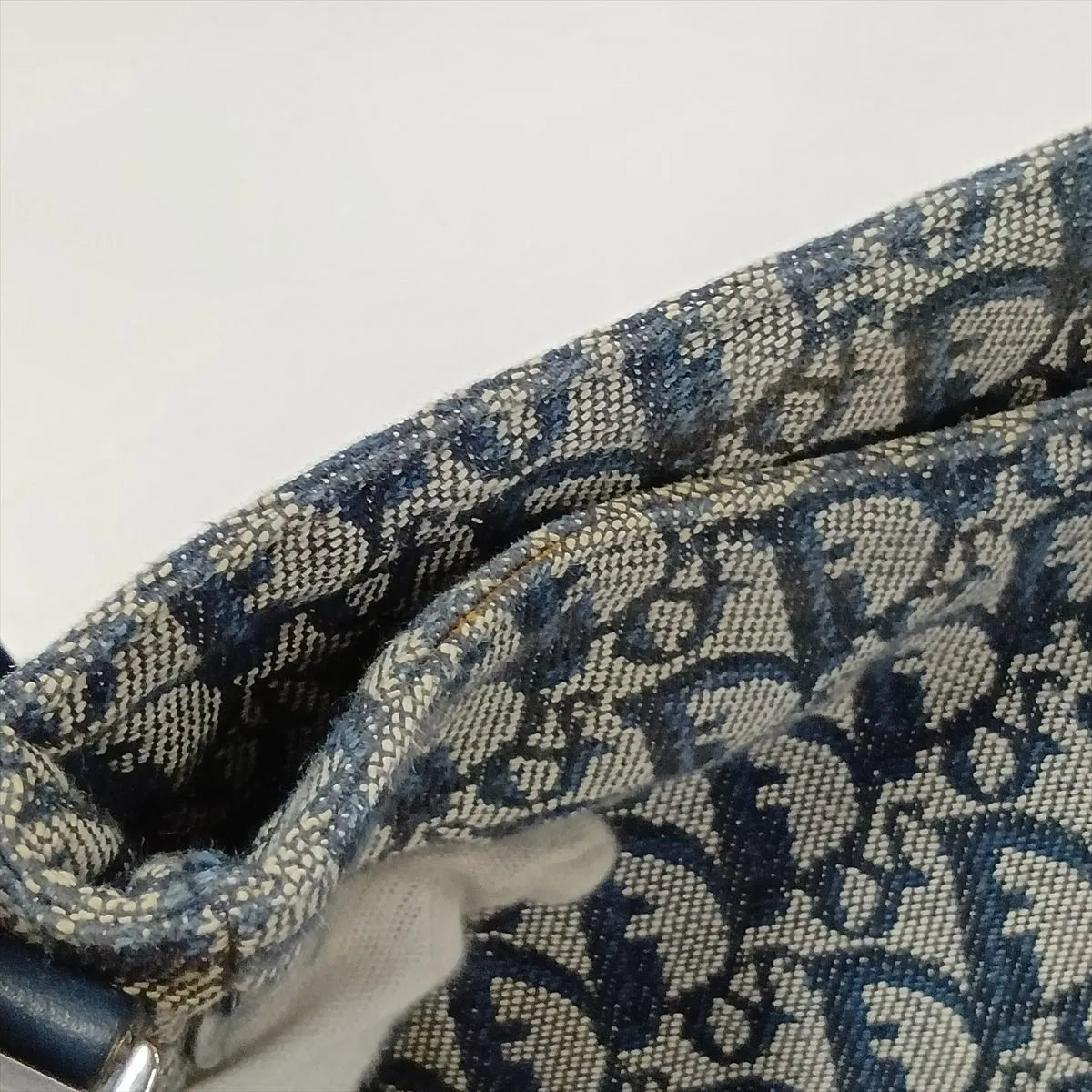 Trotter Canvas x Leather Shoulder Bag, Gray x Navy, Unsigned Guarantee Card — view 15