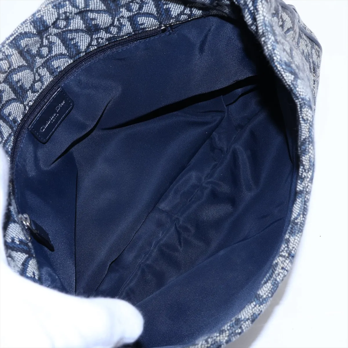 Trotter Canvas x Leather Shoulder Bag, Gray x Navy, Unsigned Guarantee Card — view 6