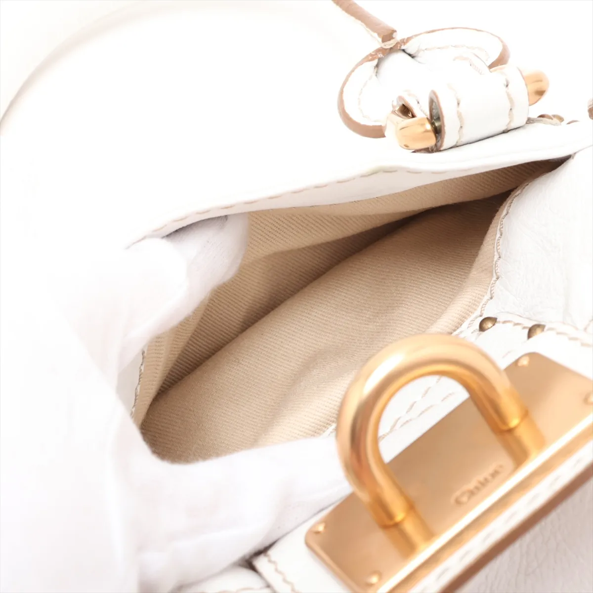 Paddington Leather Handbag, White — view 11