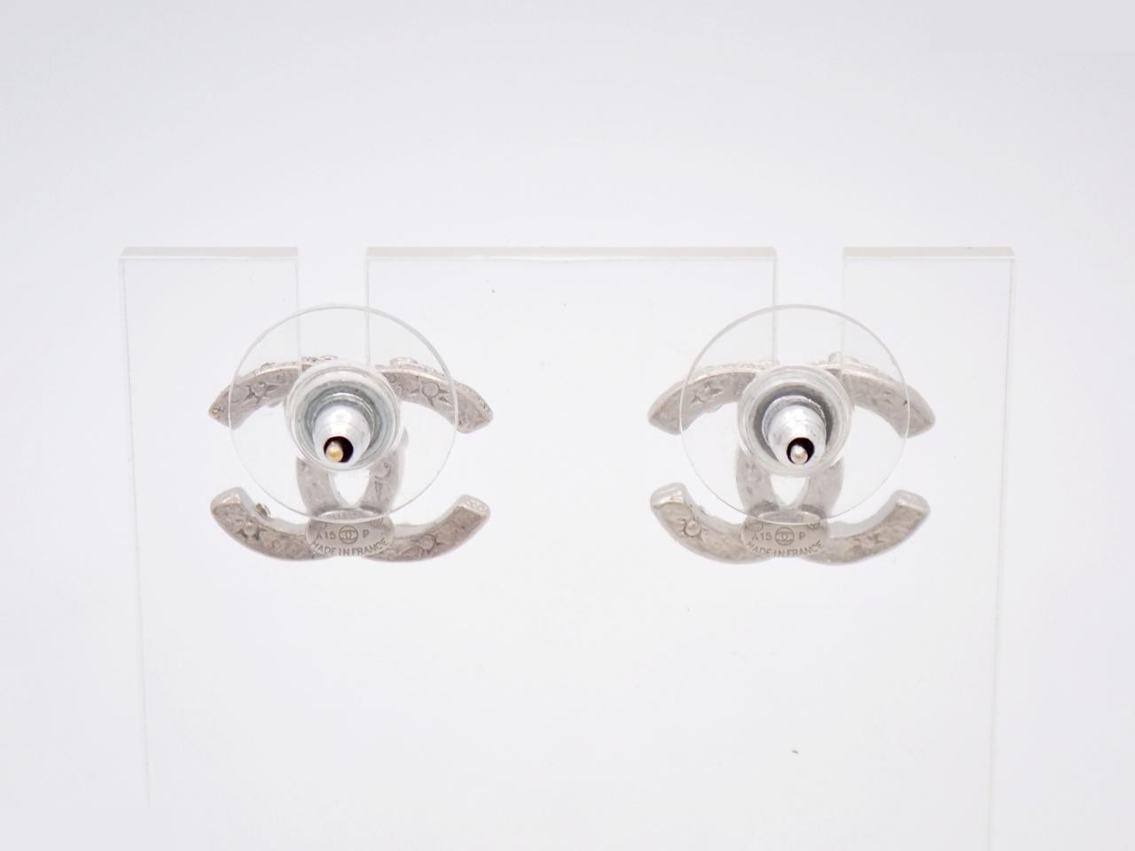 Coco Mark Rhinestone Silver Earrings — view 2