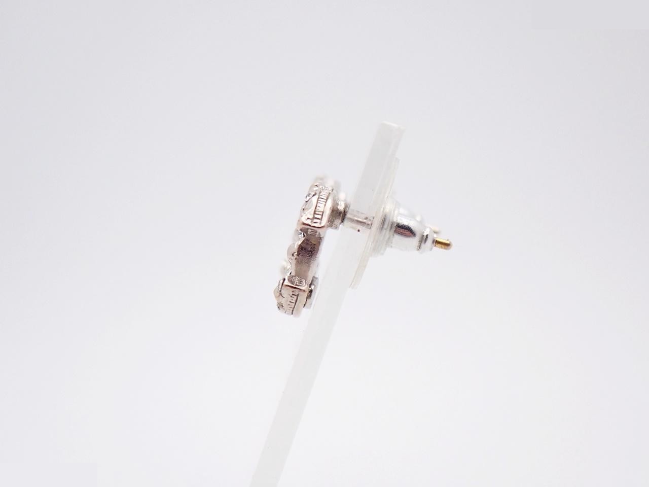 Coco Mark Rhinestone Silver Earrings — view 3