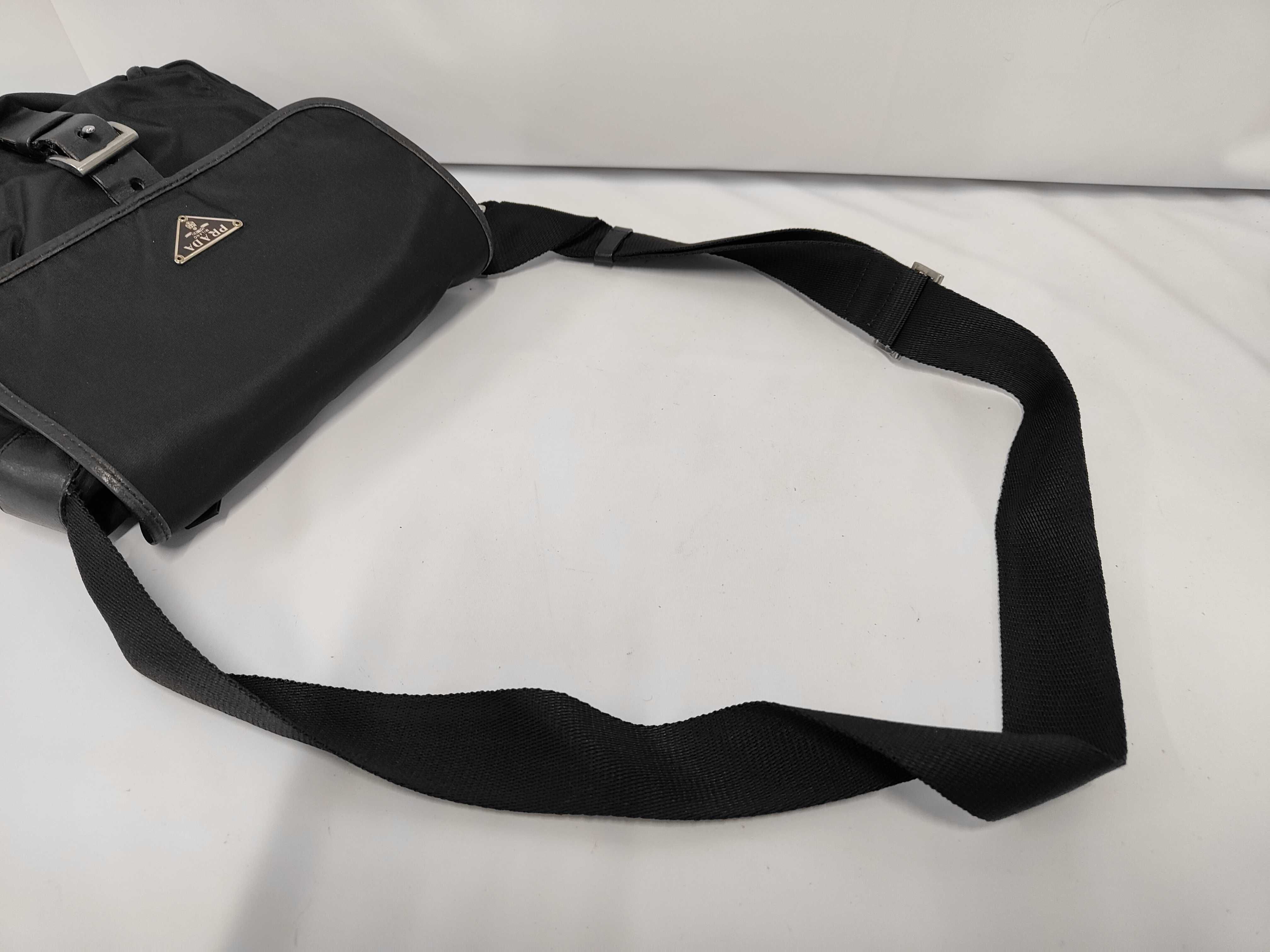 Triangle Logo Nylon Silver Shoulder Bag — view 5