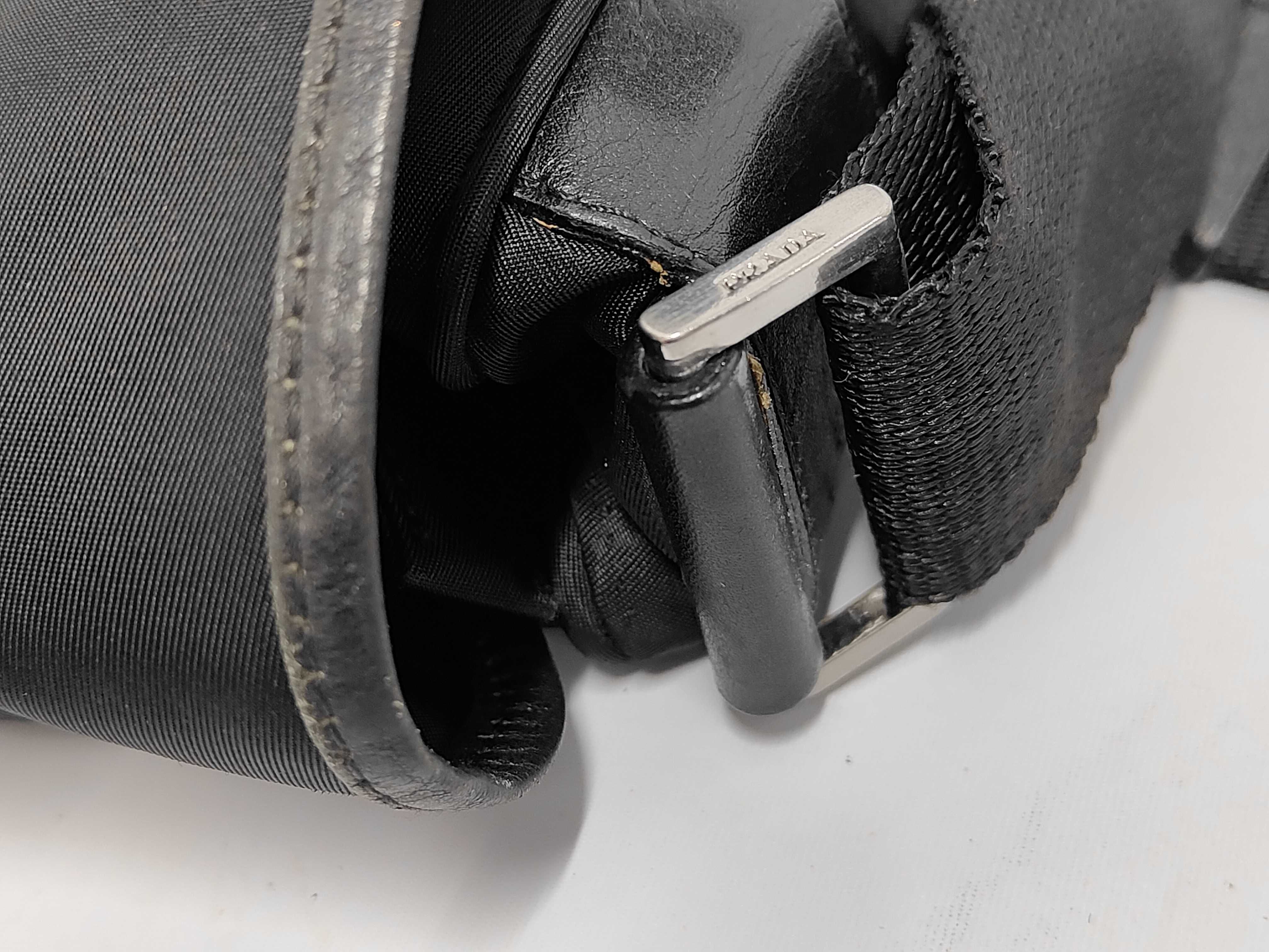 Triangle Logo Nylon Silver Shoulder Bag — view 7