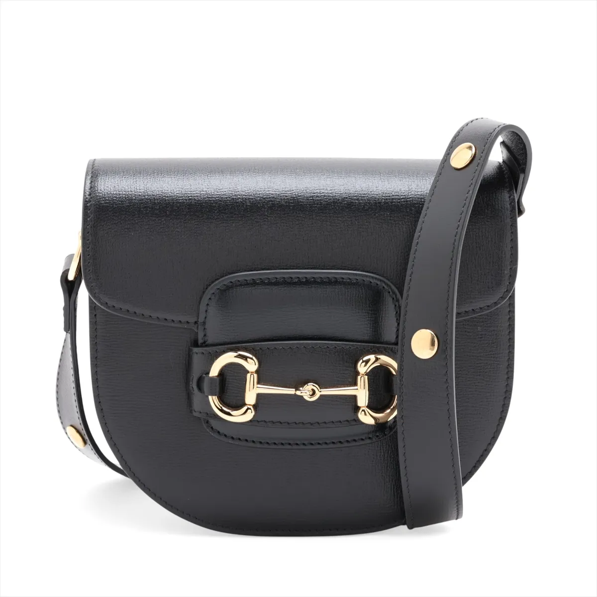 Horsebit 1955 Mini Round Bag 760191 Leather Shoulder Bag Black