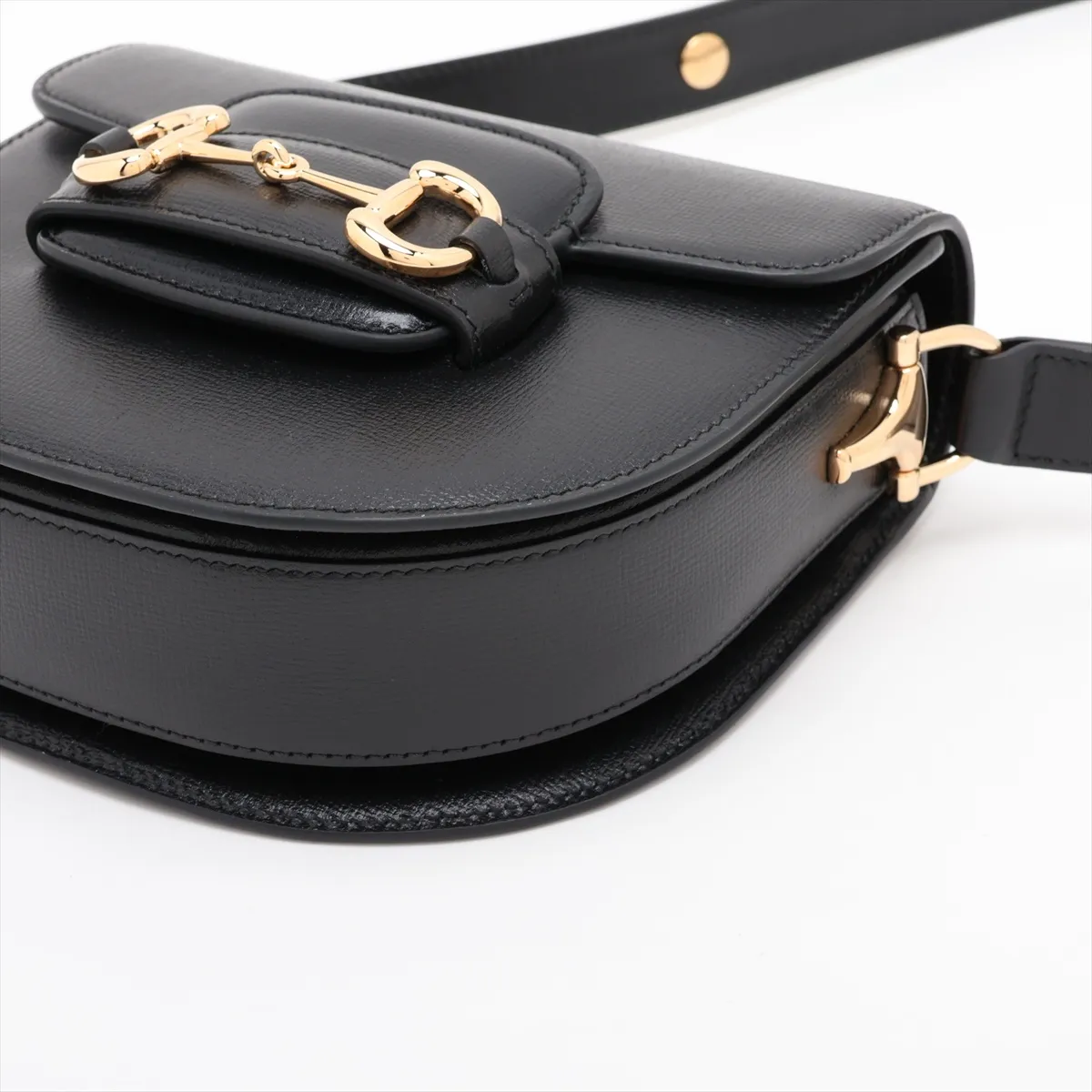 Horsebit 1955 Mini Round Bag 760191 Leather Shoulder Bag Black — view 3
