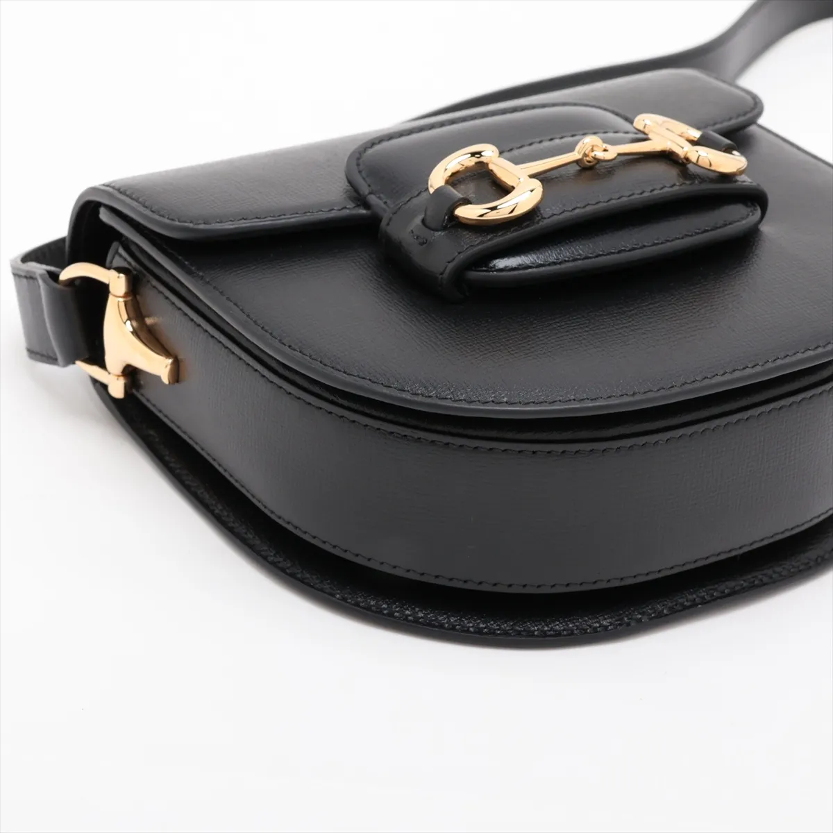 Horsebit 1955 Mini Round Bag 760191 Leather Shoulder Bag Black — view 4