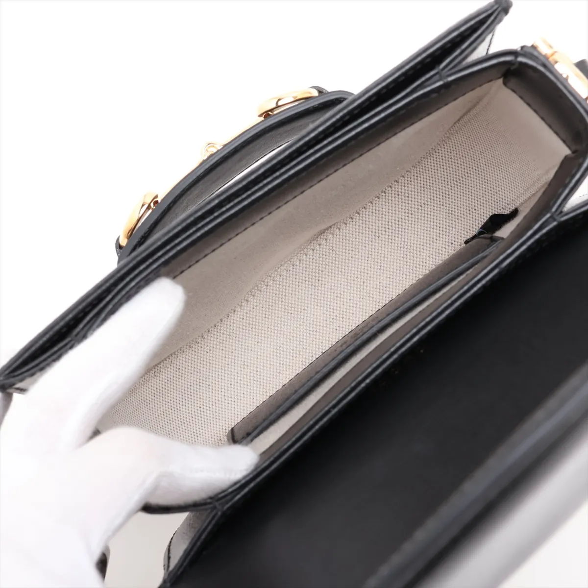 Horsebit 1955 Mini Round Bag 760191 Leather Shoulder Bag Black — view 6