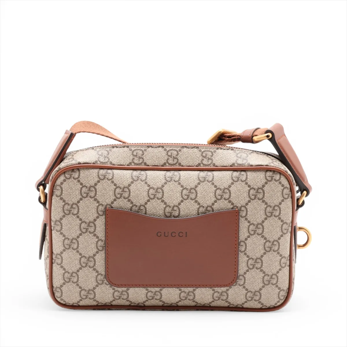 GG Supreme PVC x Leather Shoulder Bag, Beige x Brown, 821216 — view 2