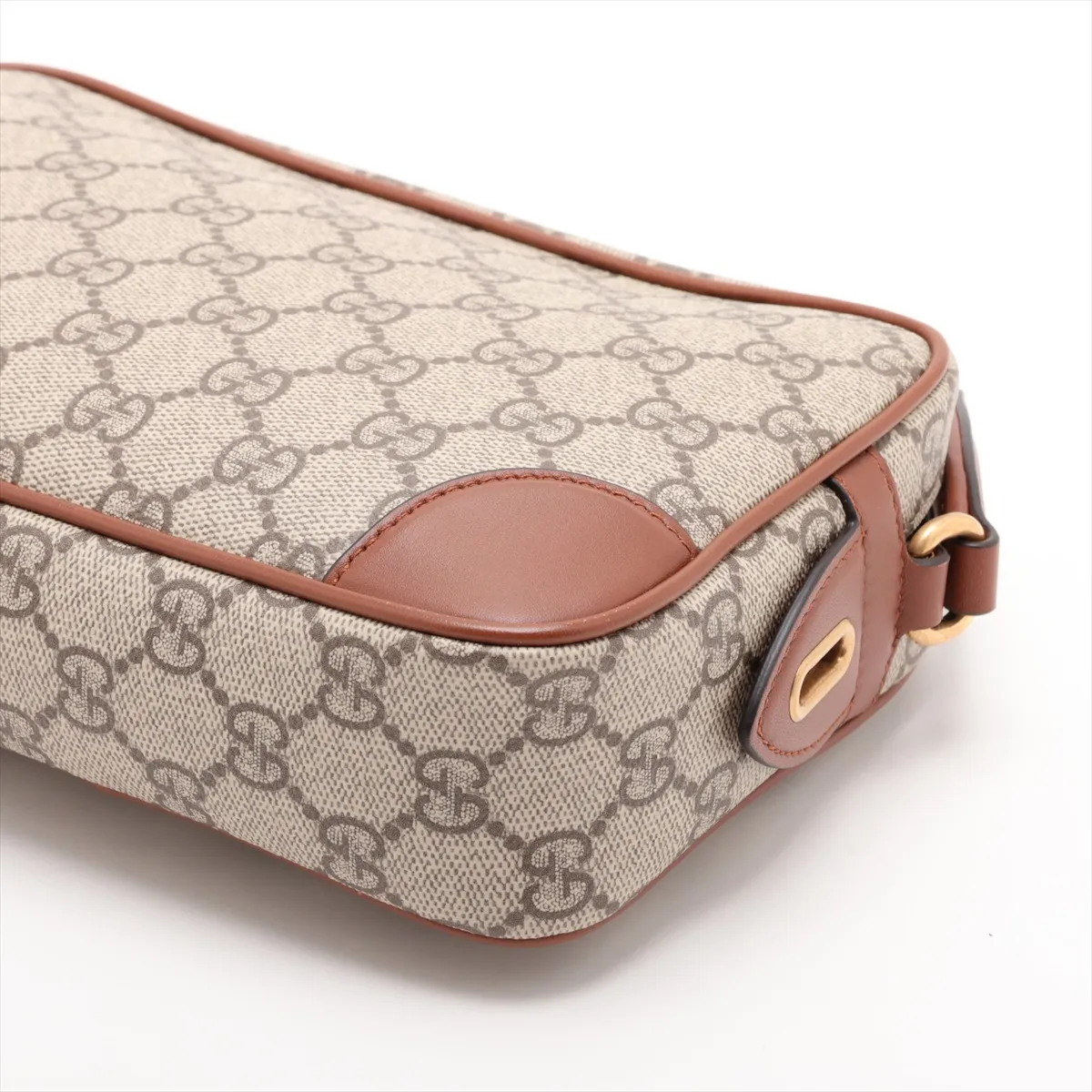 GG Supreme PVC x Leather Shoulder Bag, Beige x Brown, 821216 — view 3